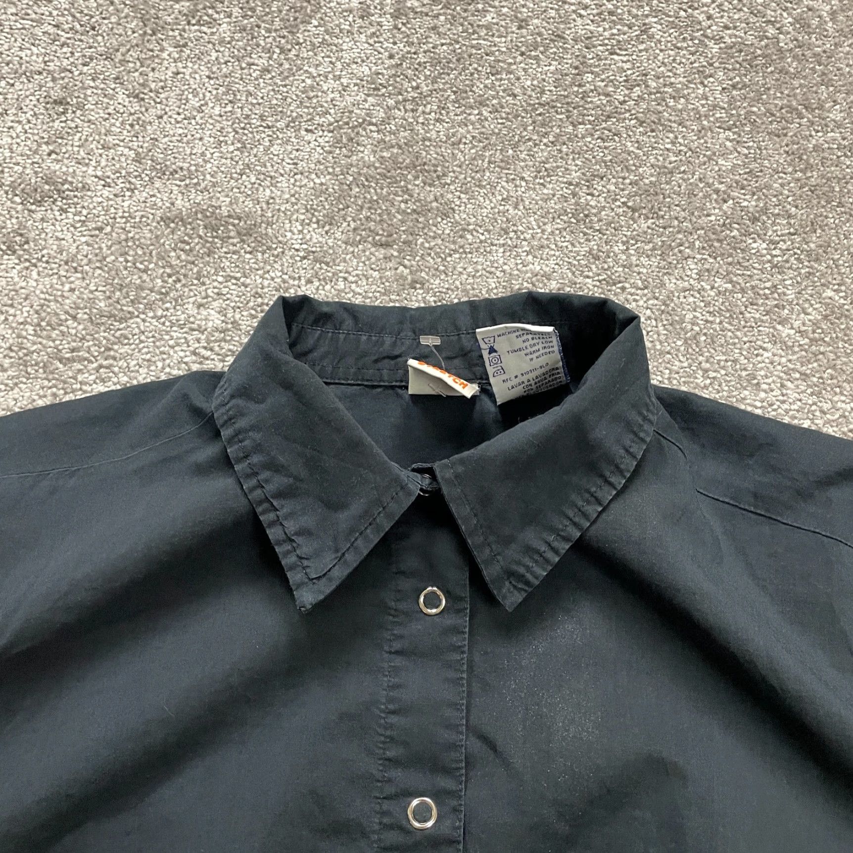Faded Glory Faded Glory Button-Down Blouse Womens 18W Black Long Sleeve Knit Cotton Polyester Stretch Casual Top Shirt Size XXL / US 16-18 / IT 52-54 - 3 Thumbnail
