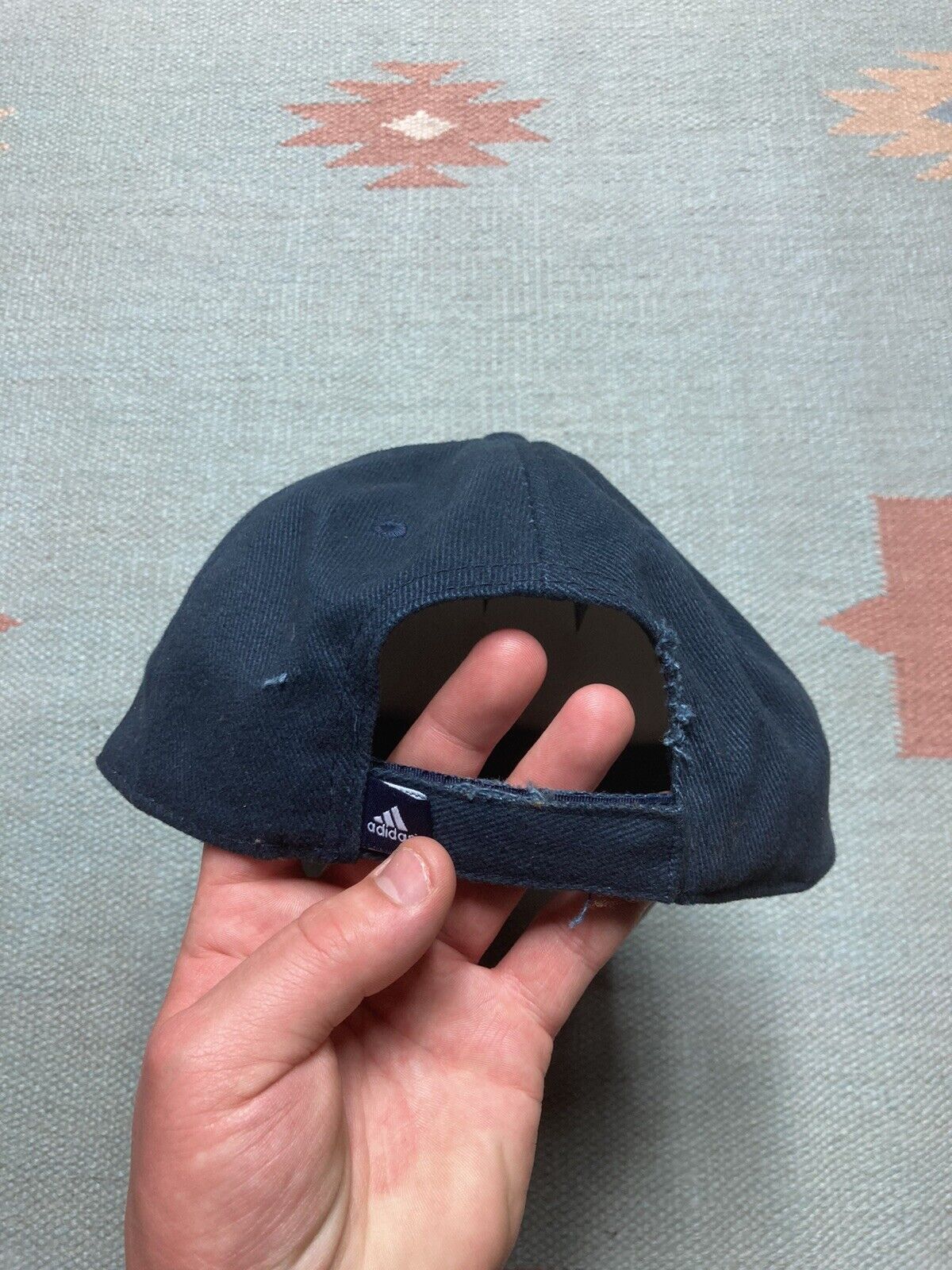 Adidas × Vintage adidas Strapback hat cap 3 stripe logo spell out athletic Size ONE SIZE - 4 Thumbnail