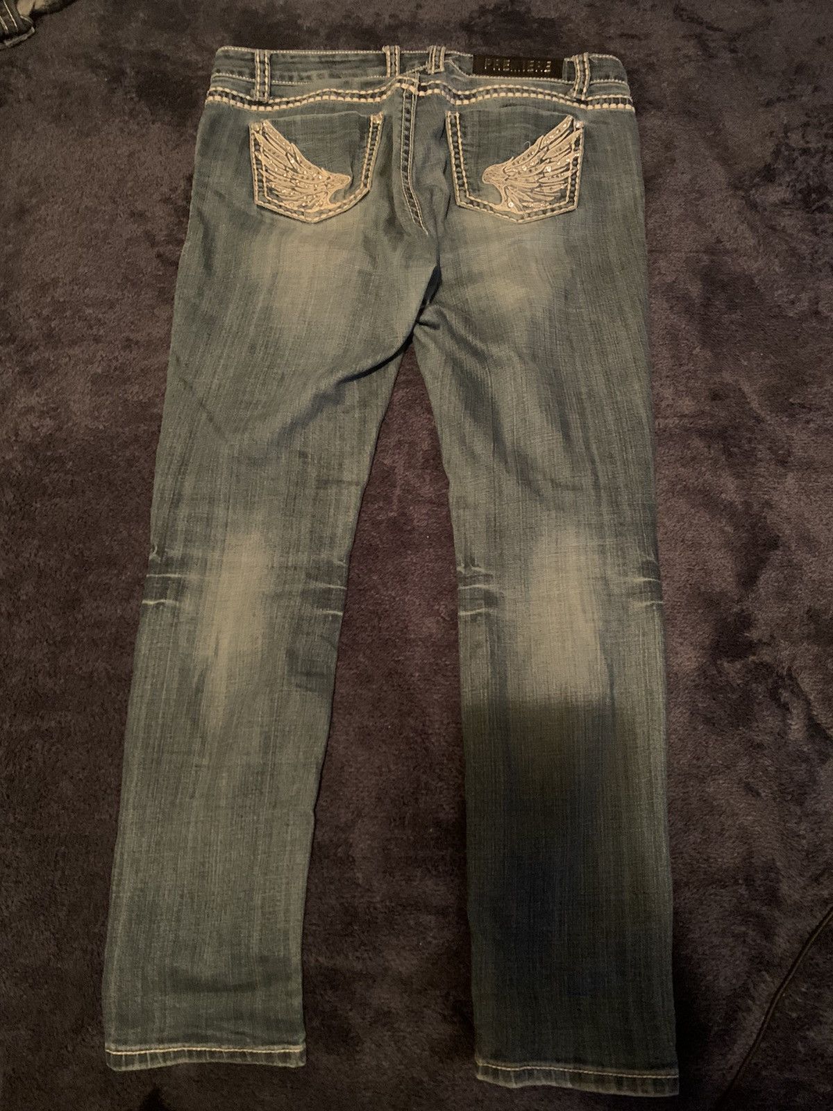Vintage premiere wing jeans streetwear fashion indie cute y2k scene Size 22" - 3 Thumbnail