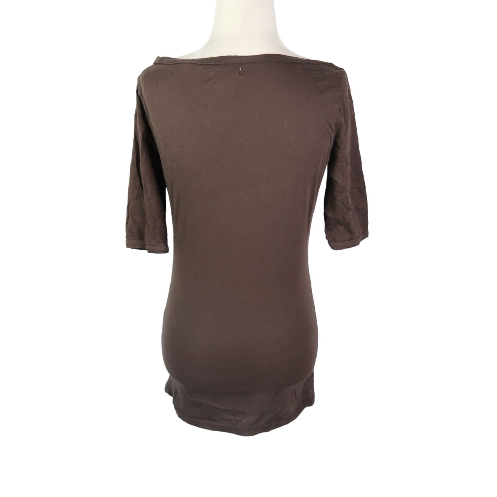 Vintage VINTAGE Frenchi Tunic T-Shirt Top M Bohemian Scoop Neck Short Sleeve 100% Cotton Brown Womens Size M / US 6-8 / IT 42-44 - 4 Thumbnail