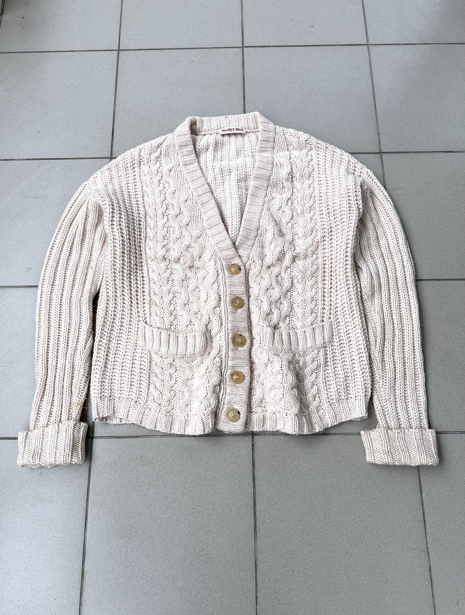 Designer See by Chloe wool cardigan oversize Size US L / EU 52-54 / 3 - 1 Thumbnail