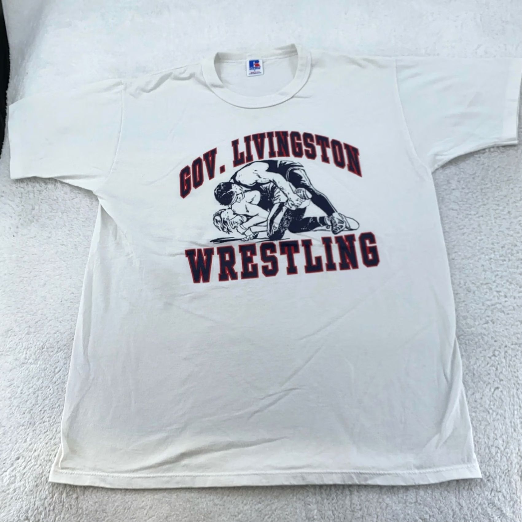Russell Athletic VINTAGE Gov Livingston Wrestling Shirt Mens Large Russell Athletic 90s USA Tee Size US L / EU 52-54 / 3 - 2 Thumbnail