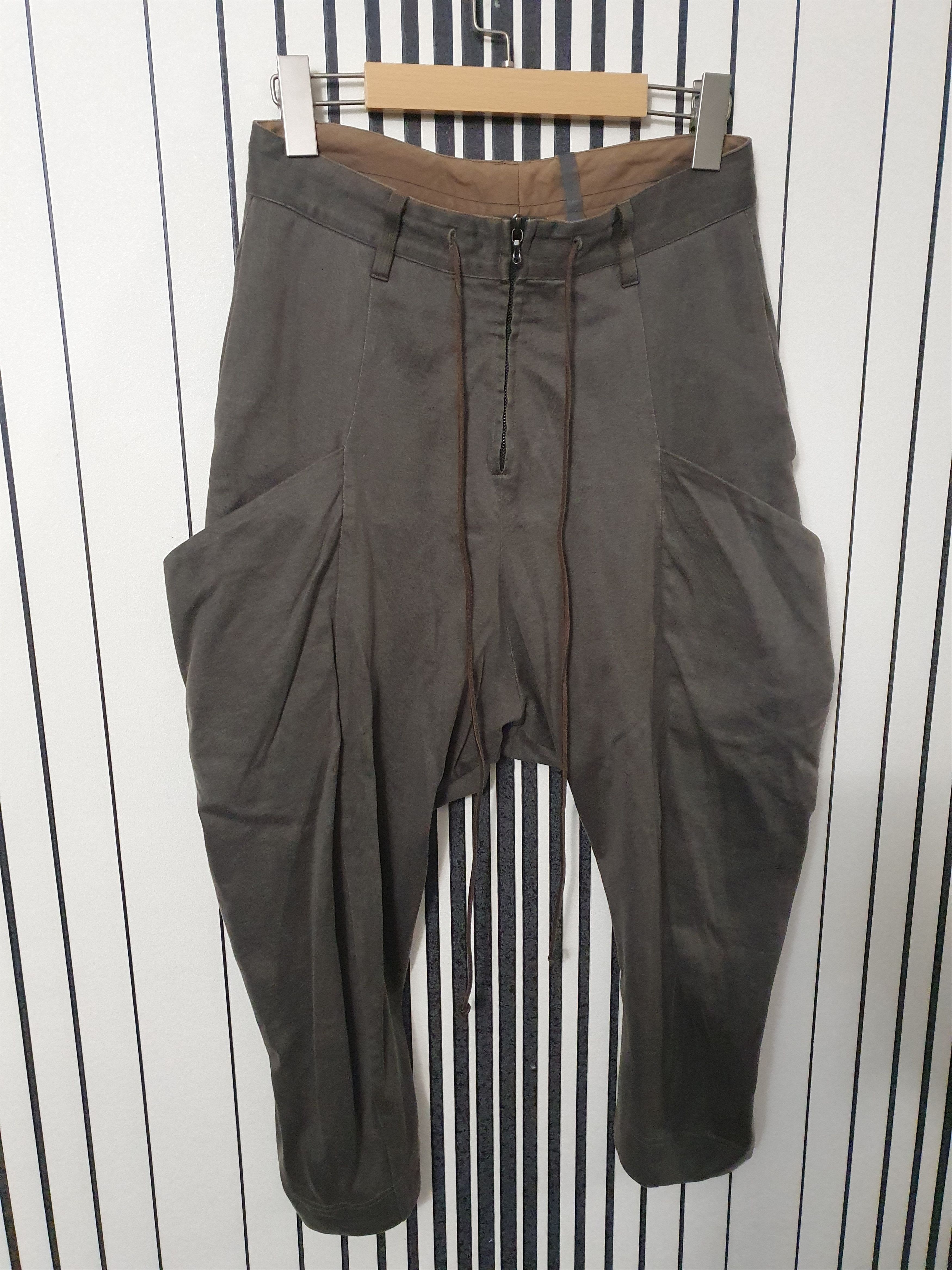 image of Avant Garde x Kazuyuki Kumagai Attachment Kazuyuki Kumagai Army Green Drop Crotch Avant-Garde Pants