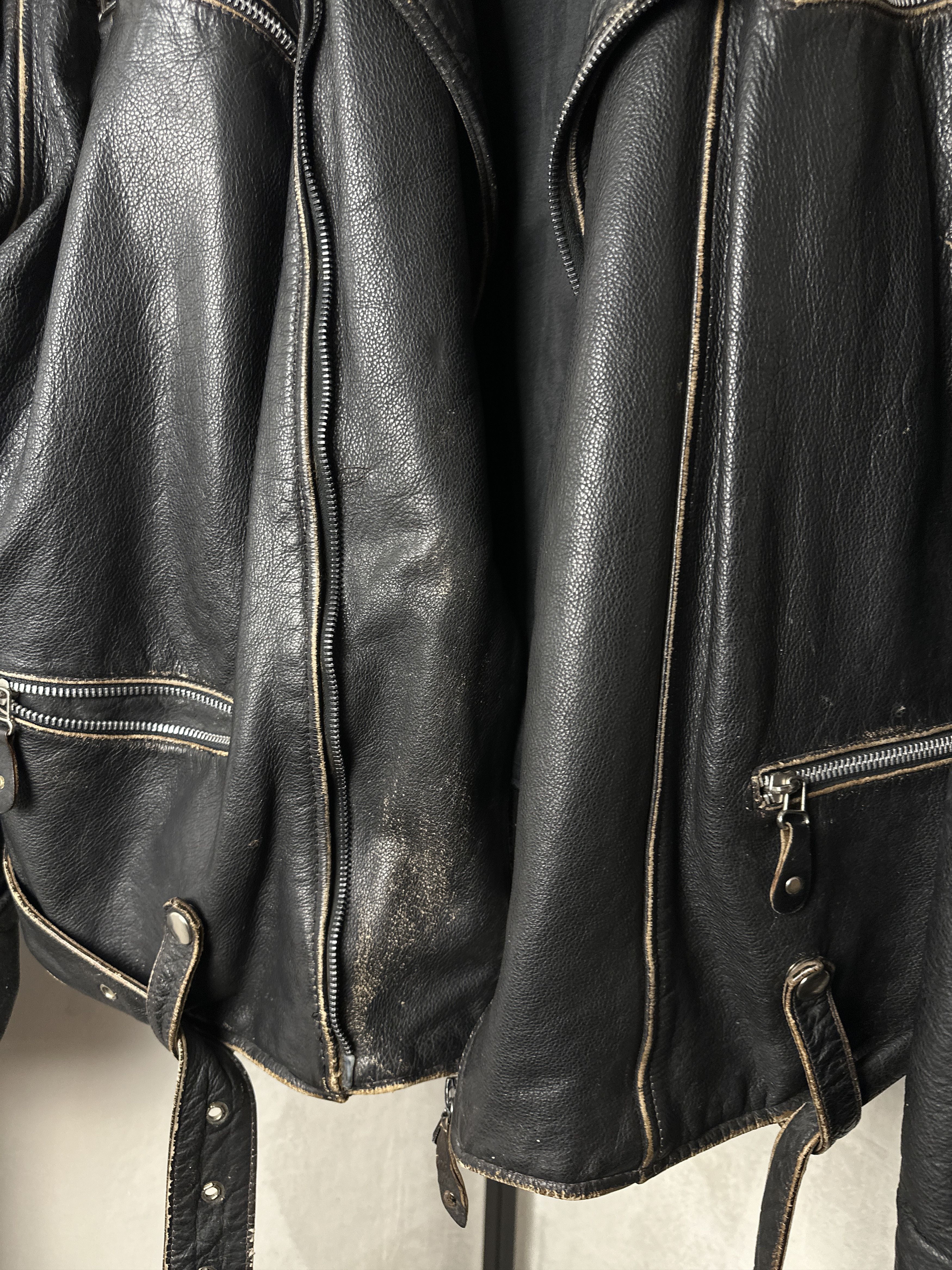 Genuine Leather Genuine Leather Bikers Black Jacket Size US XL / EU 56 / 4 - 4 Thumbnail