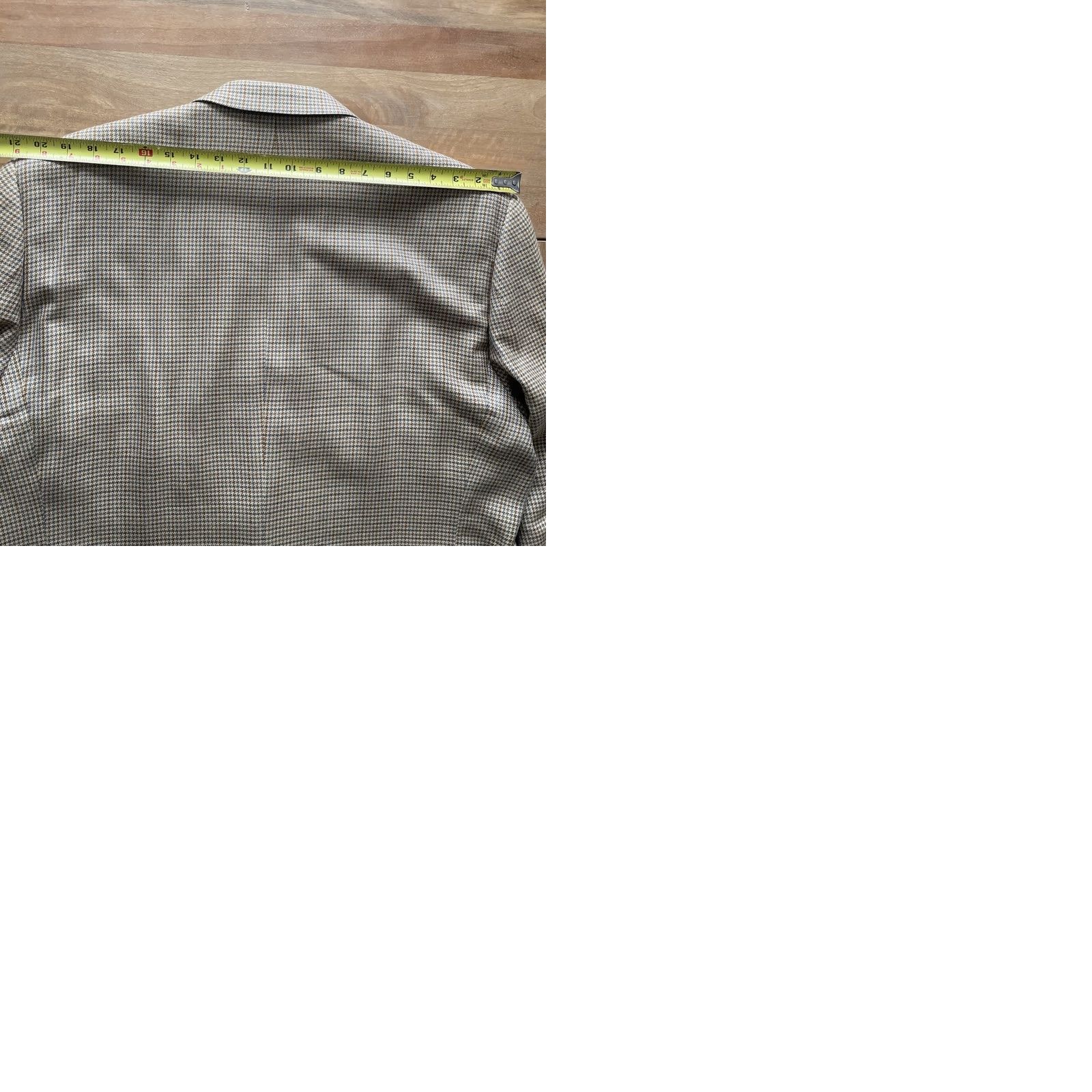 Chaps Chaps Blazer Men 46R Tan Houndstooth Silk Sport Jacket Single-Breasted Notch Lapel All Seasons Office Size 46R - 9 Thumbnail