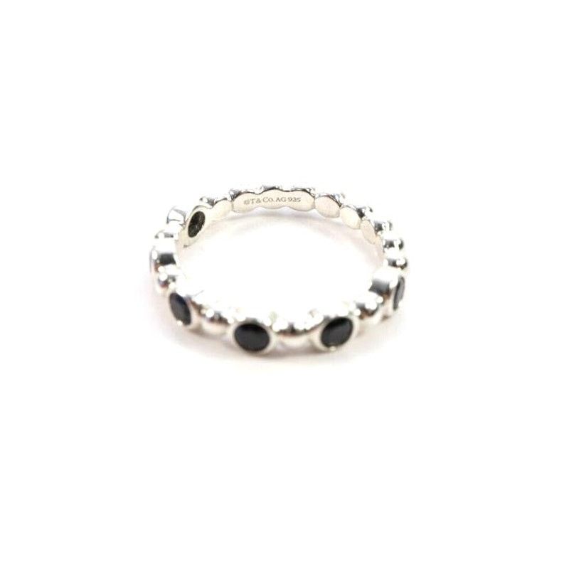 Tiffany & Co. TIFFANY & CO Sterling Silver Ziegfeld Black Spinel Band Ring Size ONE SIZE - 4 Thumbnail
