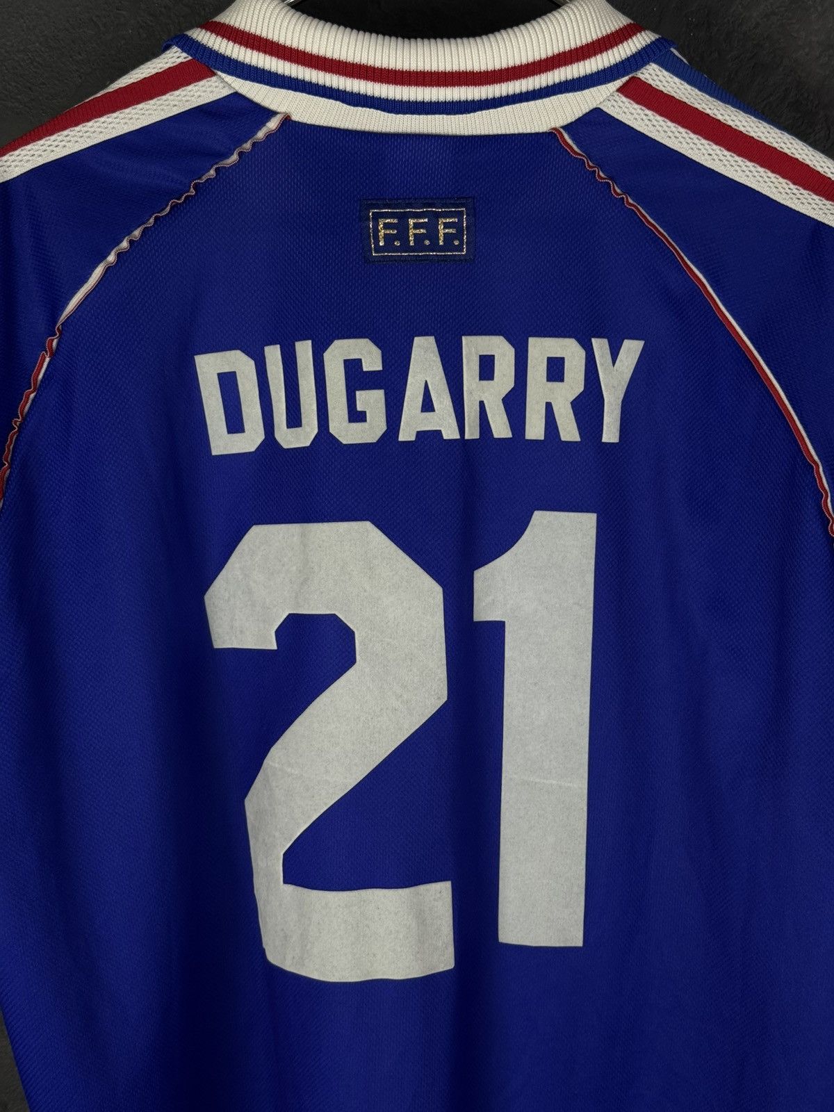 Vintage Rare DUGARRY 21 France Football Shirt 1998/00 Size US XL / EU 56 / 4 - 16 Thumbnail