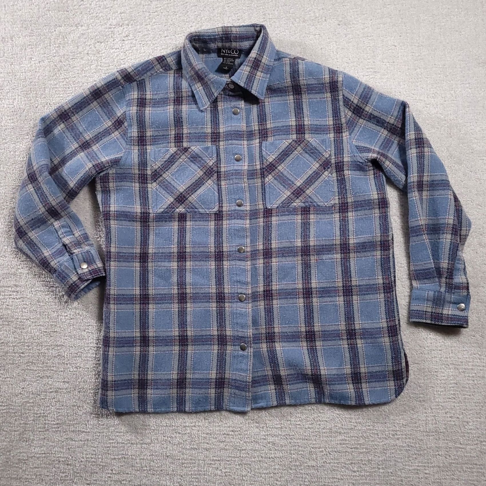 CO VINTAGE NY & CO Plaid Wool Blend Snap Shirt Shacket L/S Men’s Small Blue Wool Blend 90s Outdoor Womens? Size US S / EU 44-46 / 1 - 2 Thumbnail