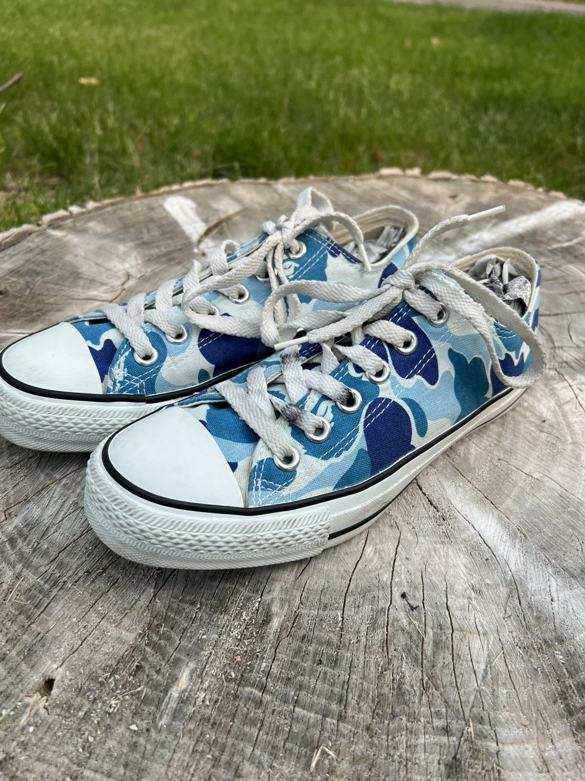 Bape × Converse Bape x Converse Blue Camo Sneakers Size US 5 / EU 37 - 1 Thumbnail