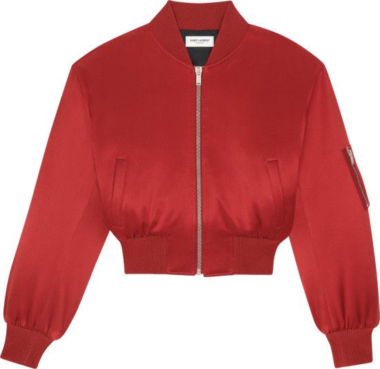 Saint Laurent Paris o1bcso1str1124 Bomber Jacket in Red Size XS / US 0-2 / IT 36-38 - 1 Thumbnail