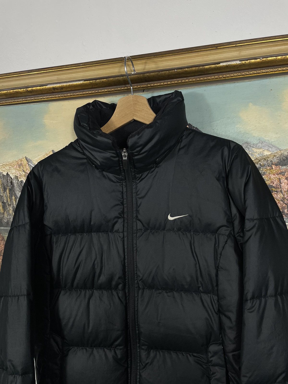 Nike × Vintage Nike Small Swoosh Zip Hoodie Black Y2k 00s Retro Size L / US 10 / IT 46 - 5 Thumbnail