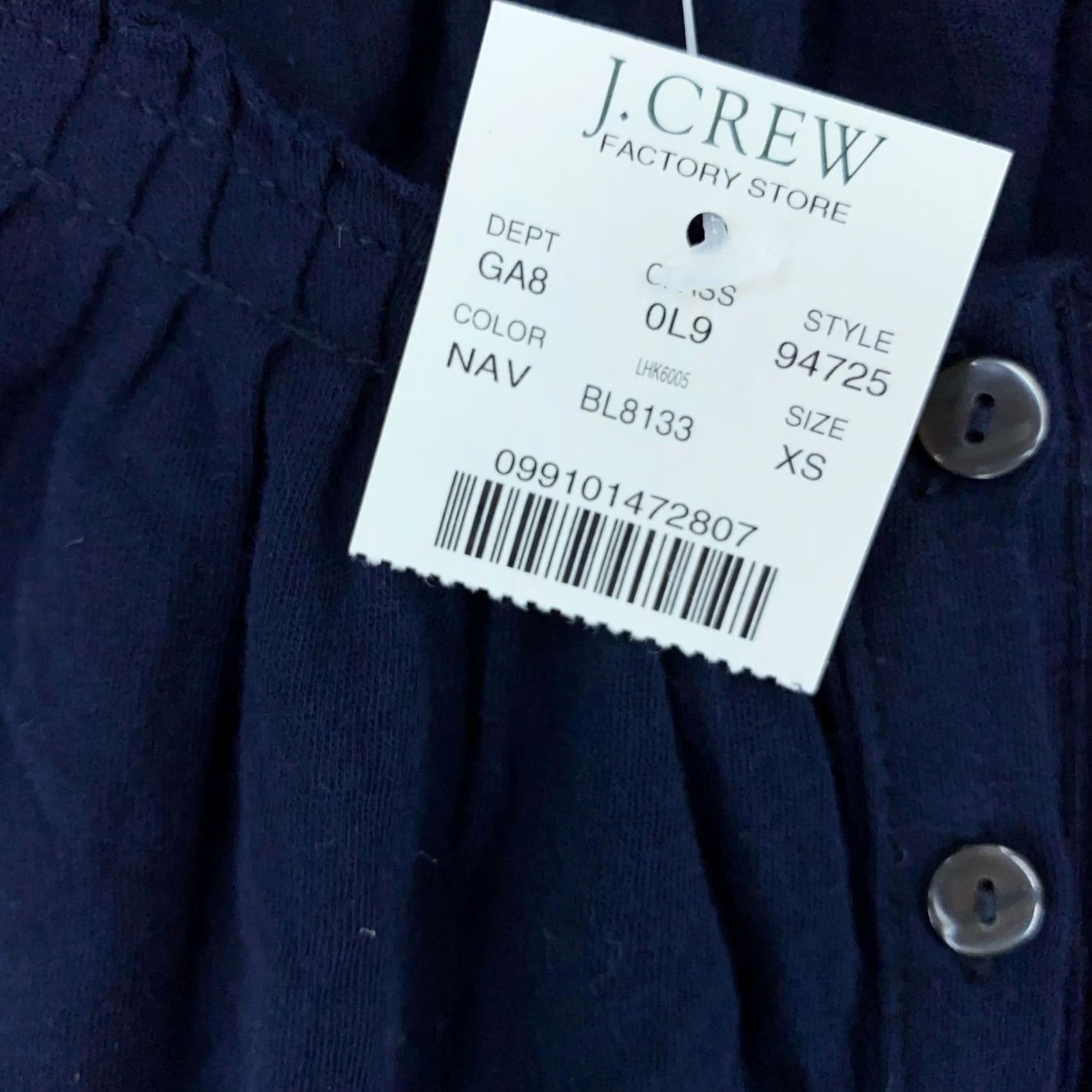 J.Crew J. Crew Shirt Womens XS Navy Blue Button Front Ruffle Short Sleeve 100% Cotton Size XS / US 0-2 / IT 36-38 - 8 Thumbnail