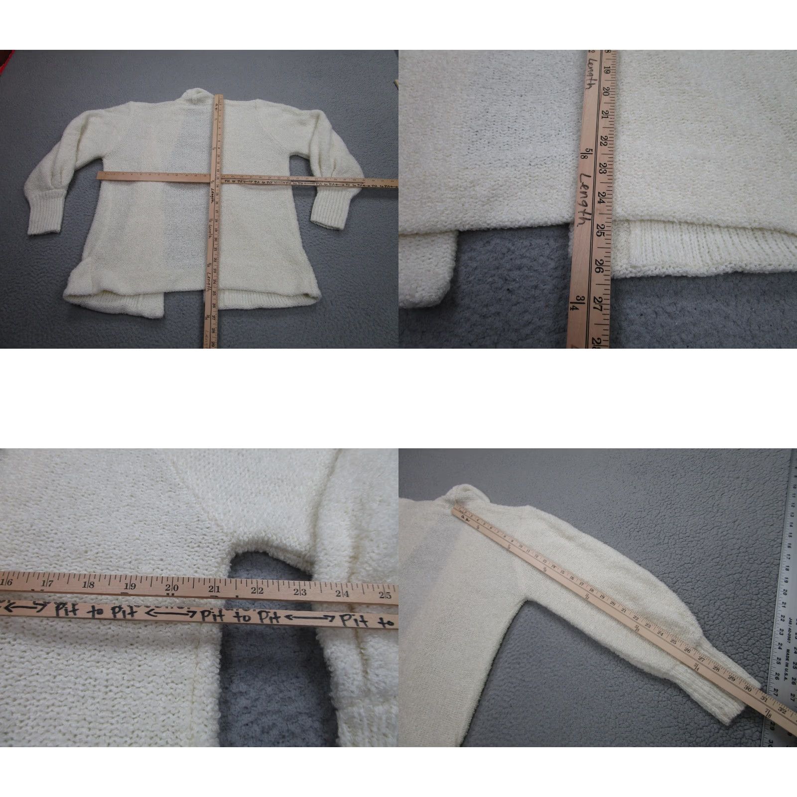 Vintage VINTAGE Sideffects Cardigan Sweater Womens Petite P XS White Knit Open Pockets Size S / US 4 / IT 40 - 8 Thumbnail