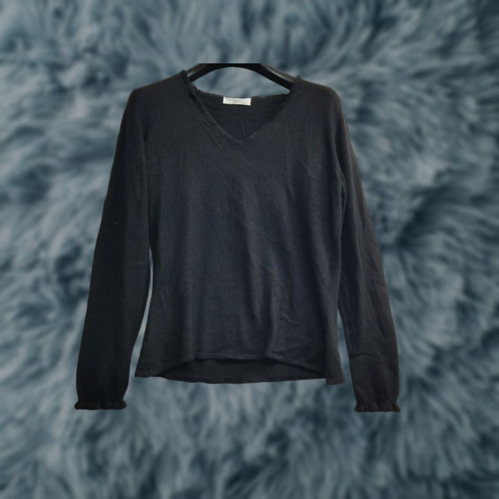 Vintage David Nieper England Black Cashmere Silk Sweater Long Sleeve Women Size Medium Size M / US 6-8 / IT 42-44 - 1 Thumbnail