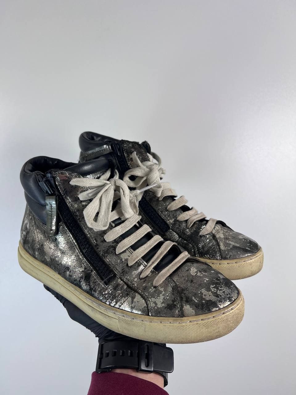 Crime London Crime London High Top Sneakers Leather Zip Womens Size 39 Size US 9 / IT 39 - 1 Thumbnail