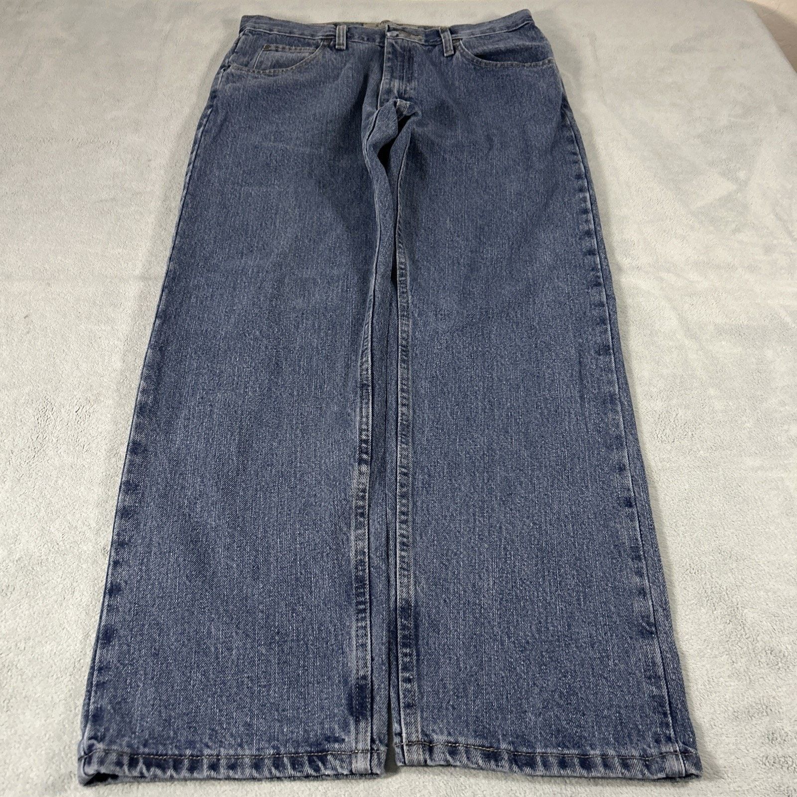 Wrangler Wrangler Loose Baggy Straight Jeans Mens 33x29 Wide Relaxed Size US 33 - 1 Thumbnail