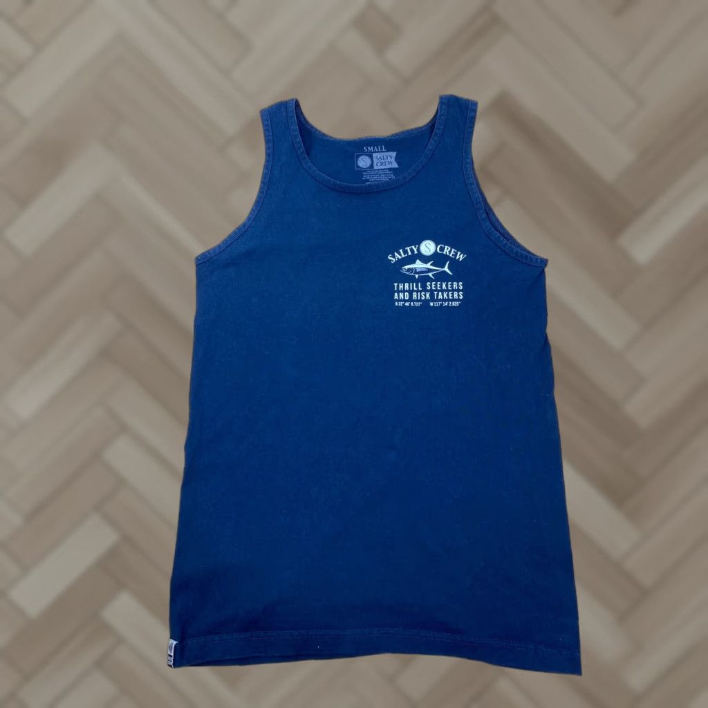 Vintage Salty Crew Tank Top Blue Small Men Sleeveless T-Shirt Fishing Tuna Thrill Seekers And Risk Takers Size US S / EU 44-46 / 1 - 1 Thumbnail
