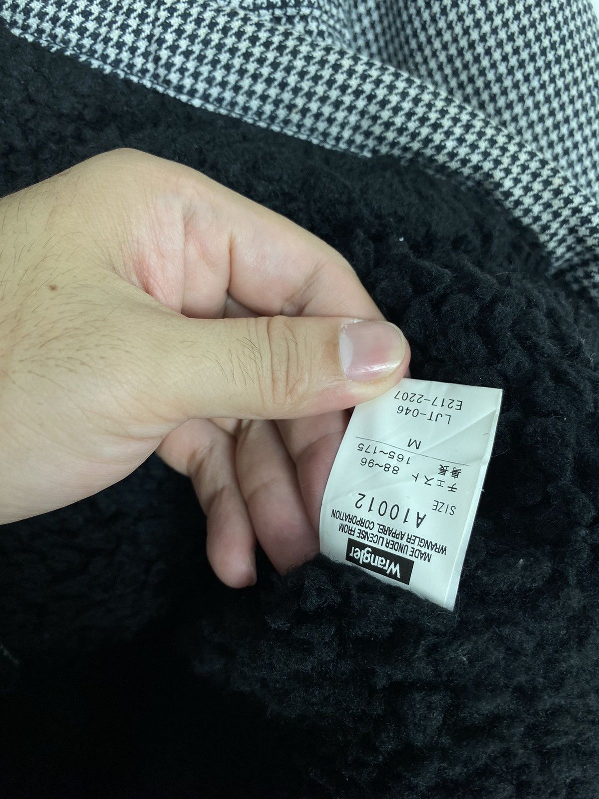 Rare Vintage Wrangler Houndstooth Hickory Workwear Fur Colar