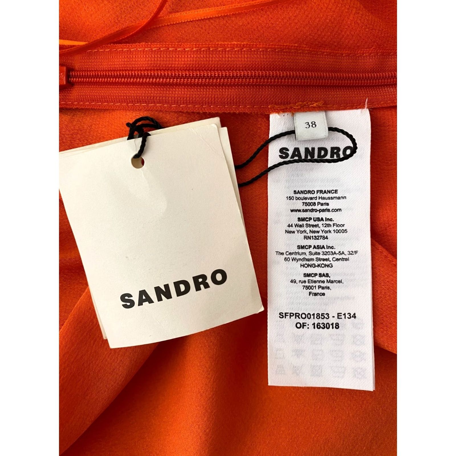 Sandro Sandro Paris womens orange midi slip dress Size 38 open back tie strap BNWT Size XS / US 0-2 / IT 36-38 - 7 Thumbnail