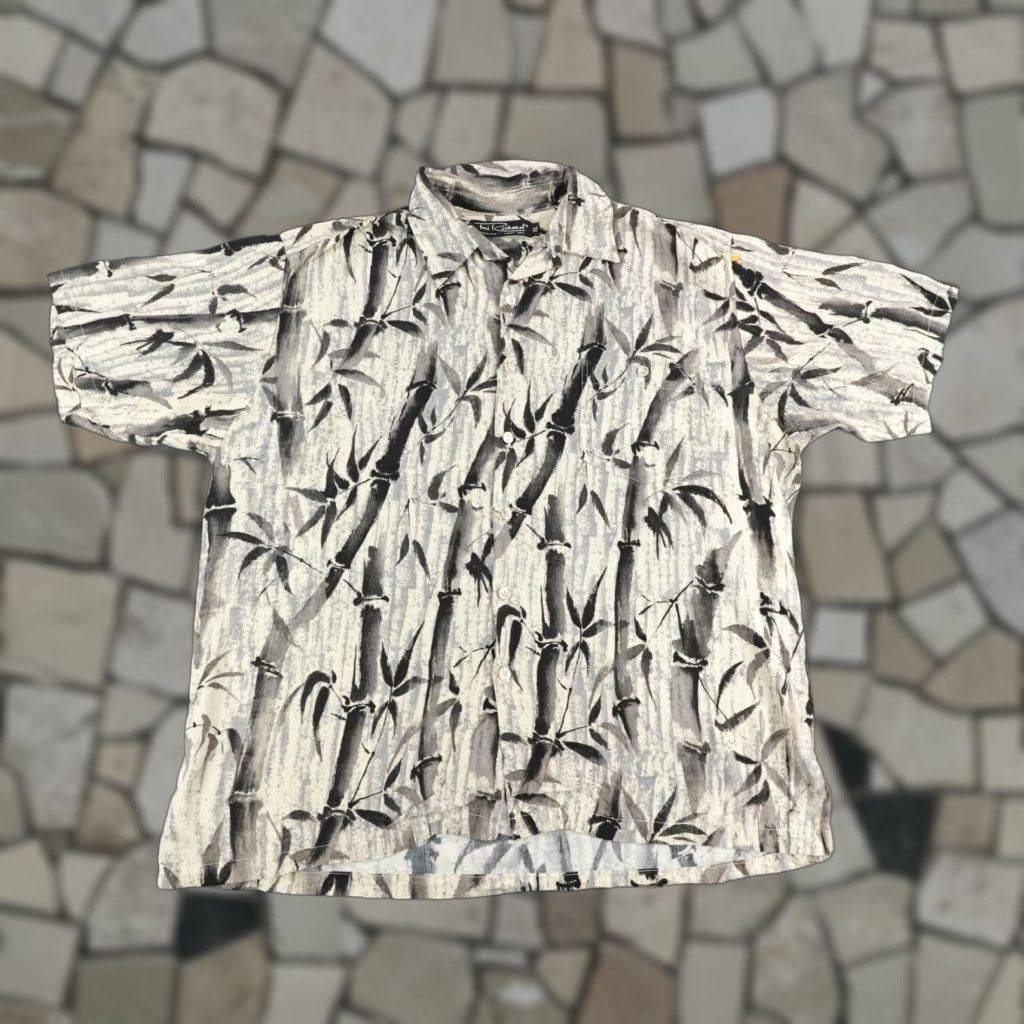 Tori Richard Tori Richard Shirt Men XL Beige Gray Floral Leaves Hawaiian Aloha Camp Button Up Size US XL / EU 56 / 4 - 1 Thumbnail