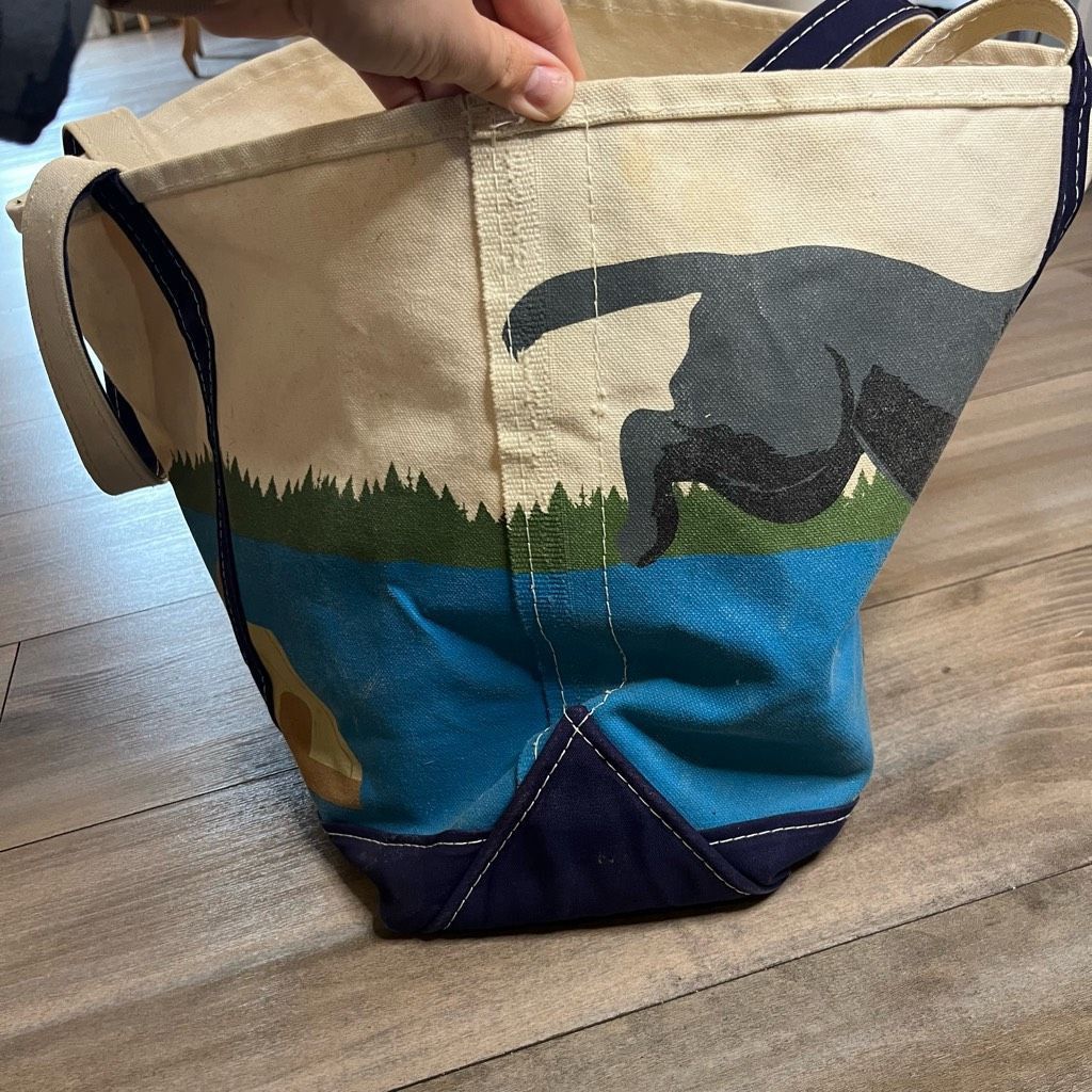 L.L. Bean LL Bean Large Boat & Tote Canvas Beach Bag Dog Chasing Ball Size ONE SIZE - 4 Thumbnail