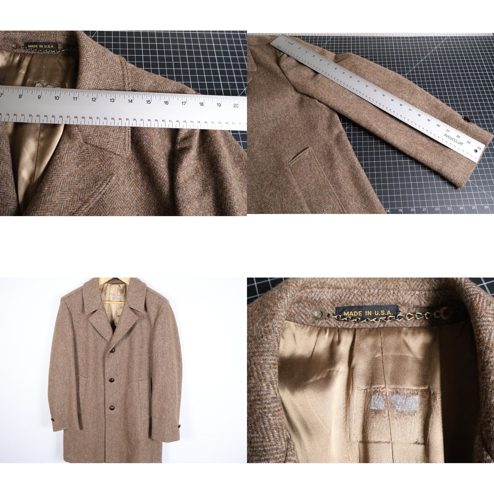 Vintage VINTAGE Casualcraft Overcoat Coat Wool 40 Brown 3 Button Herringbone Tweed USA Made Mens Long Size US XXS / EU 40 - 8 Thumbnail