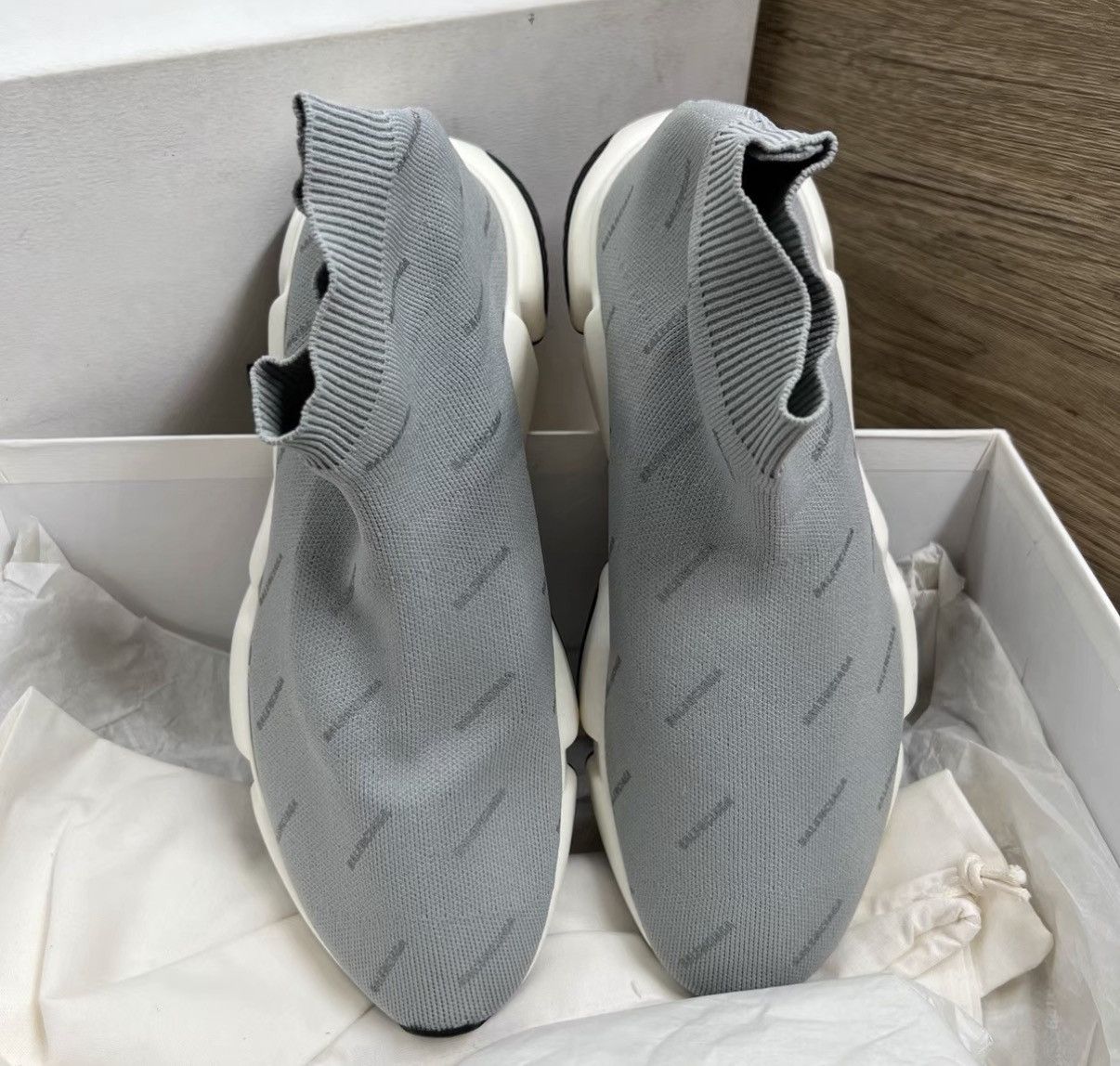 Balenciaga Balenciaga Speed Grey Knitted 3M Sock Sneakers J41 Size US 8 / EU 41 - 2 Thumbnail