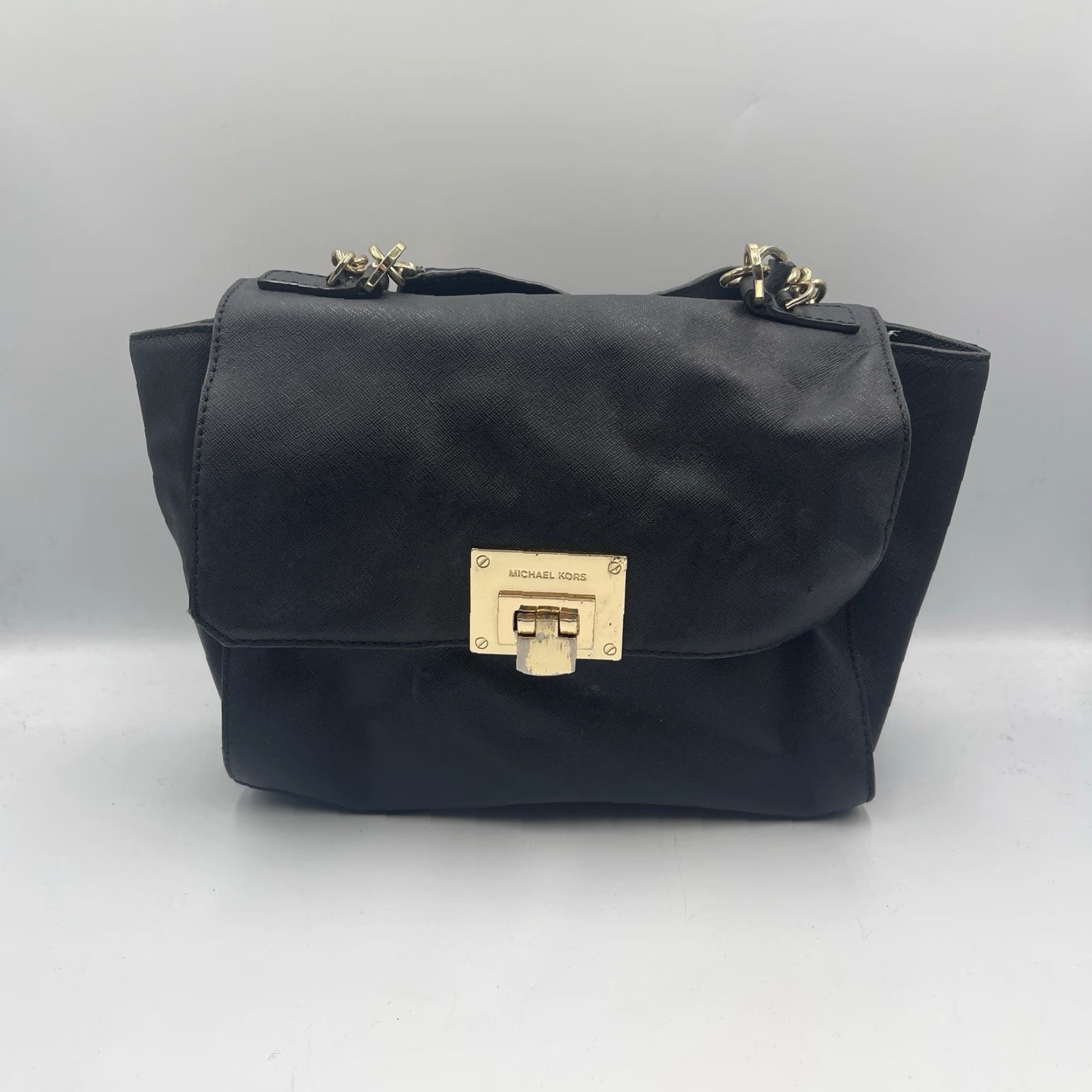 Michael Kors MICHAEL KORS Medium TINA Black Leather Top Handle Satchel Chain Crossbody Bag Womens Size M / US 6-8 / IT 42-44 - 2 Thumbnail