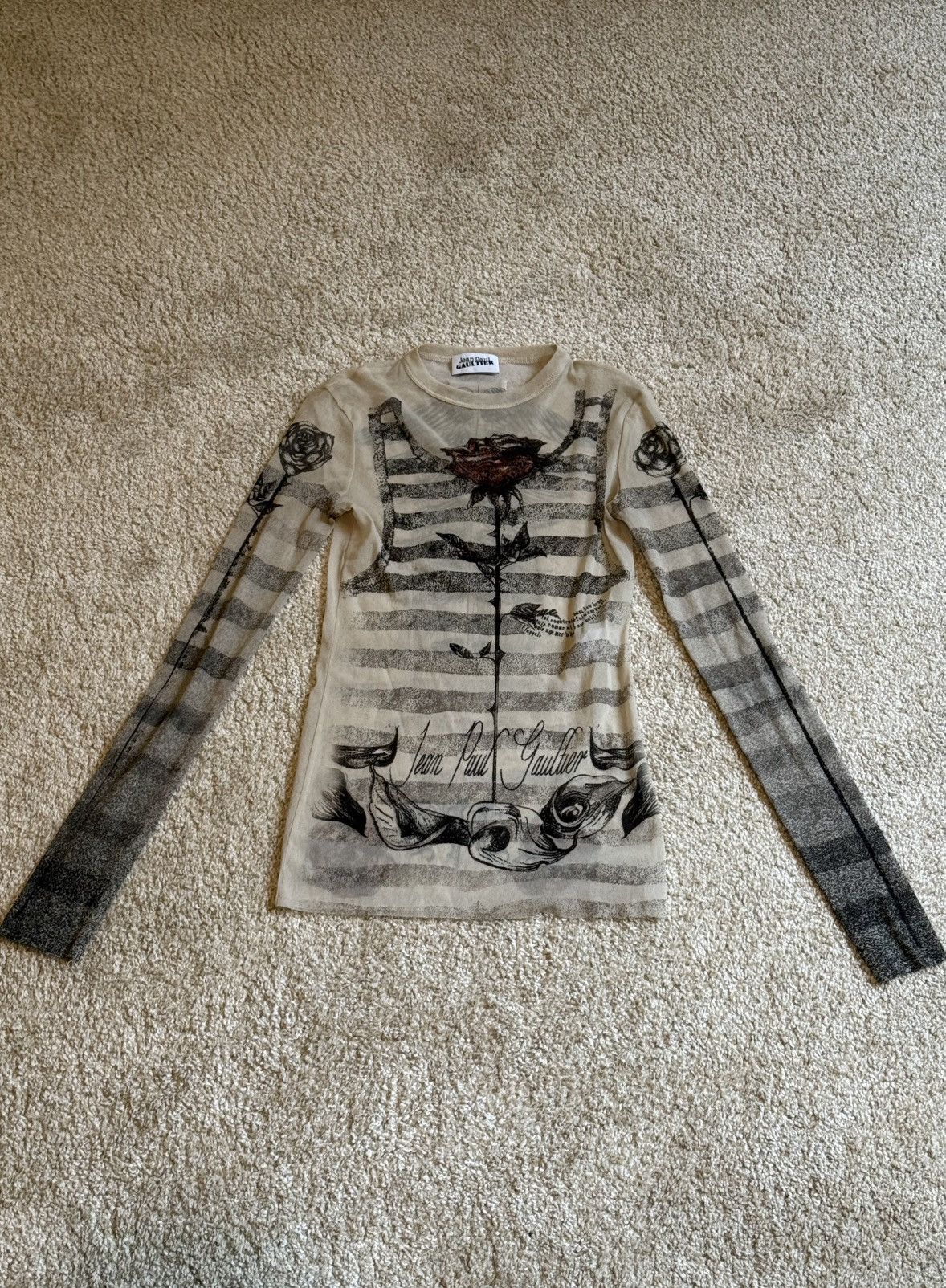 JPG Mesh Tattoo Mariniere Long Sleeve Shirt