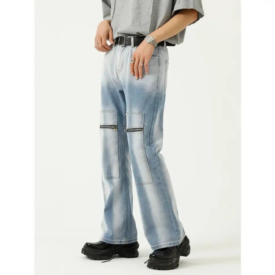 Japanese Brand Retro loose patchwork zipper jeans Size US 32 / EU 48 - 2 Thumbnail