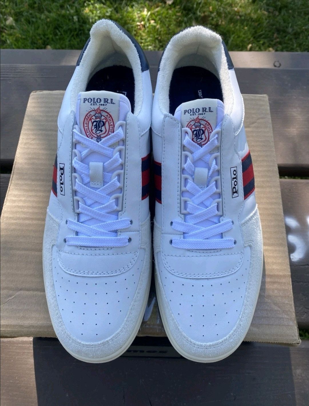 Ralph Lauren Ralph Lauren Polo Court Sneakers White Navy Red Retro 007 Size US 11.5 / EU 44-45 - 2 Thumbnail