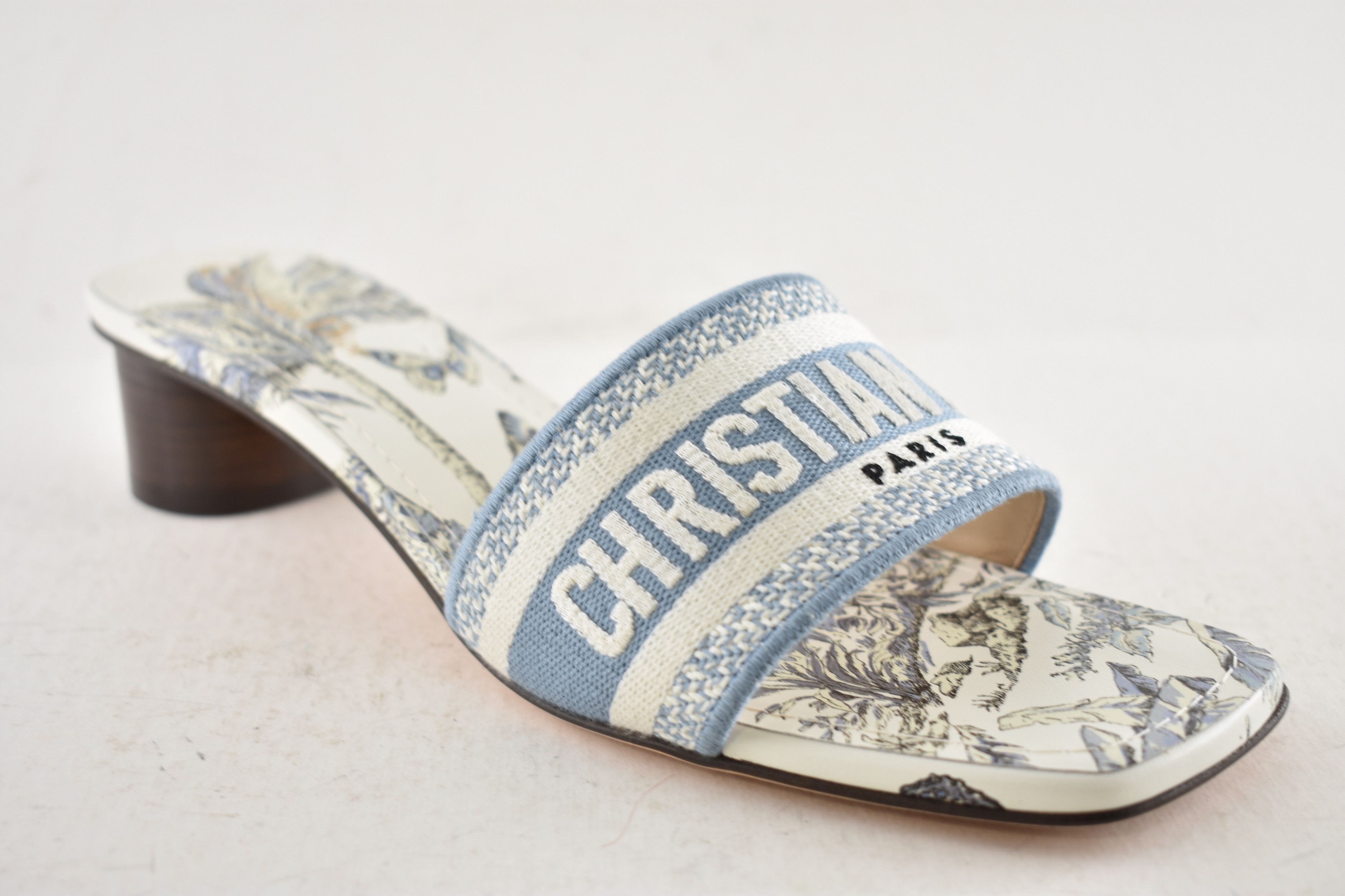 Dior Dior Dway Heeled Slide White TDJ Palms Logo Heel Sandal 41.5 Size US 11.5 / IT 41.5 - 3 Thumbnail