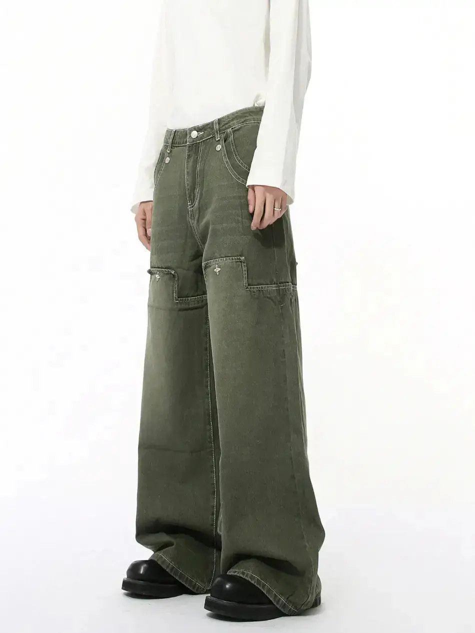 Japanese Brand Retro loose straight leg wide leg jeans Size US 32 / EU 48 - 1 Thumbnail