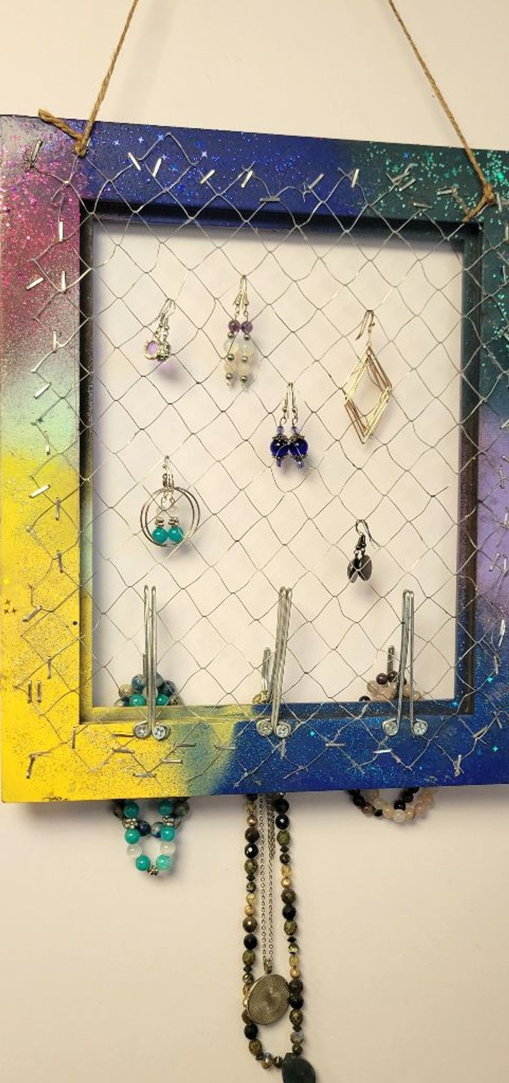 Handmade Upcycled photo frame jewelry organizer Size ONE SIZE - 8 Thumbnail
