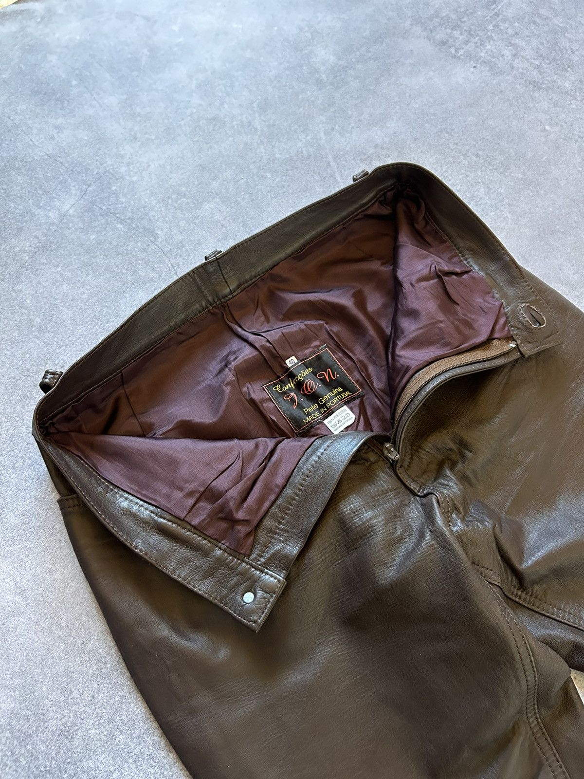 Genuine Leather × Vintage Vintage Brown Leather pants Pants Pele Genuine Size US 32 / EU 48 - 4 Thumbnail