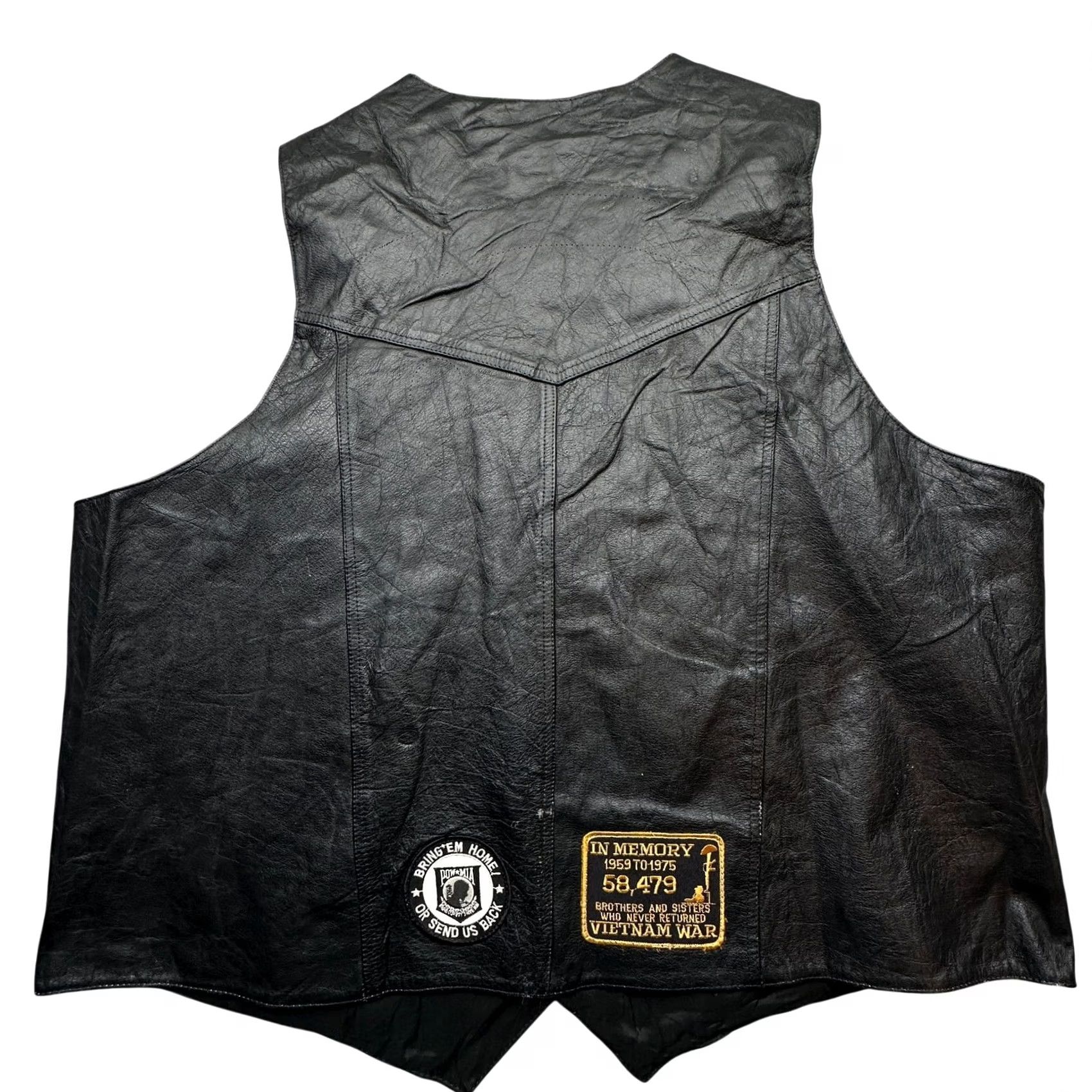 Vintage VINTAGE MOB Genuine Leather Biker Vest Mens 3XL Vietnam Patches Button Black Leather Vest Mens 3XL Vietnam Motorcycle Size US XXL / EU 58 / 5 - 2 Thumbnail