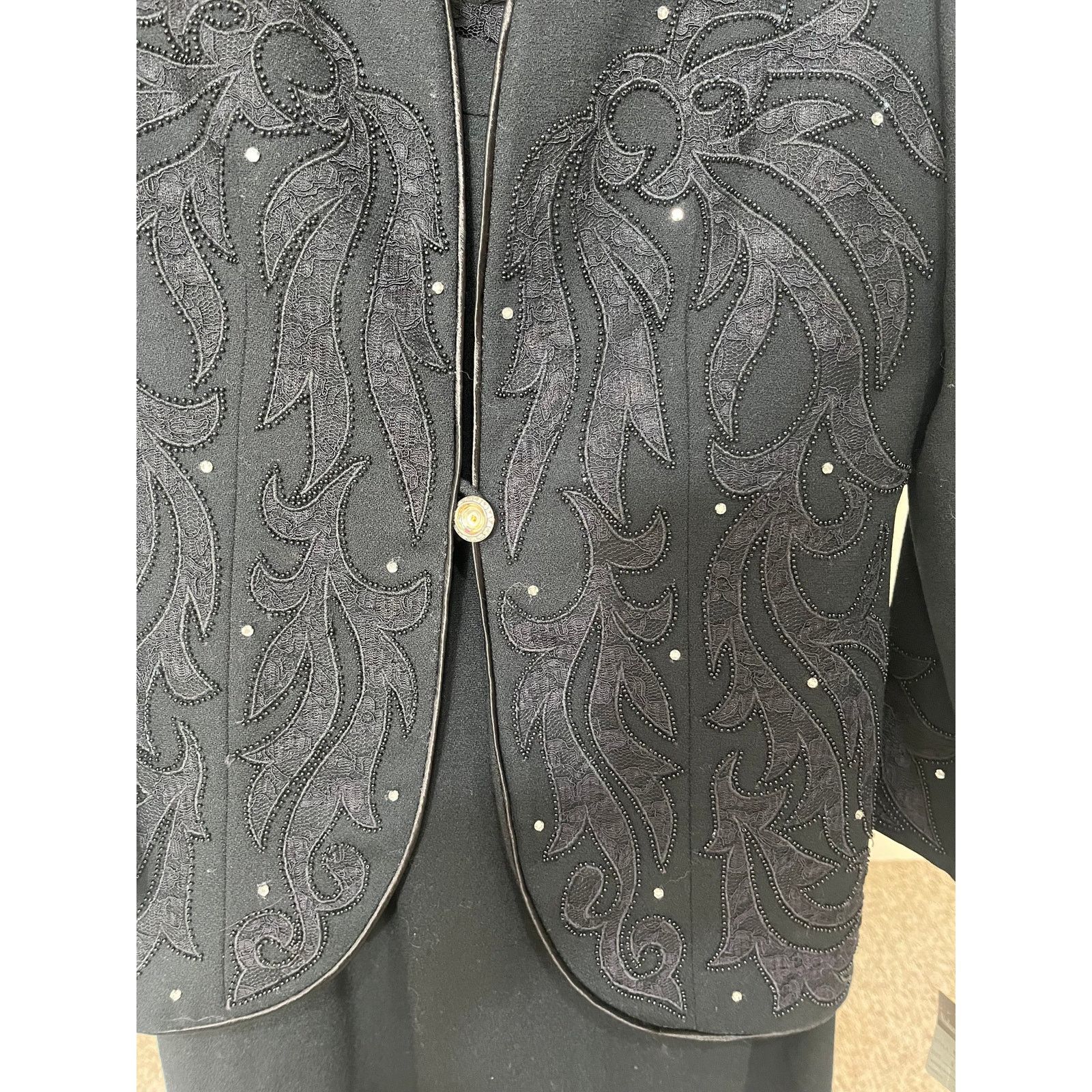 Vintage Nolan Miller Vintage Wool Suit Beaded Rhinestones Cami SZ 6 Size M / US 6-8 / IT 42-44 - 5 Thumbnail