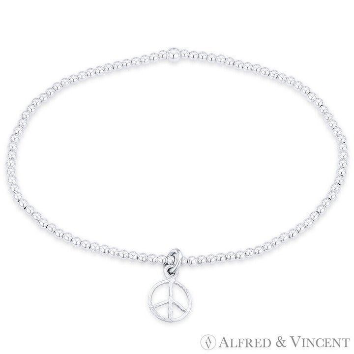 Other Peace Sign Hippie Movement Charm Ball Bead Stretch Bracelet Size ONE SIZE - 1 Preview