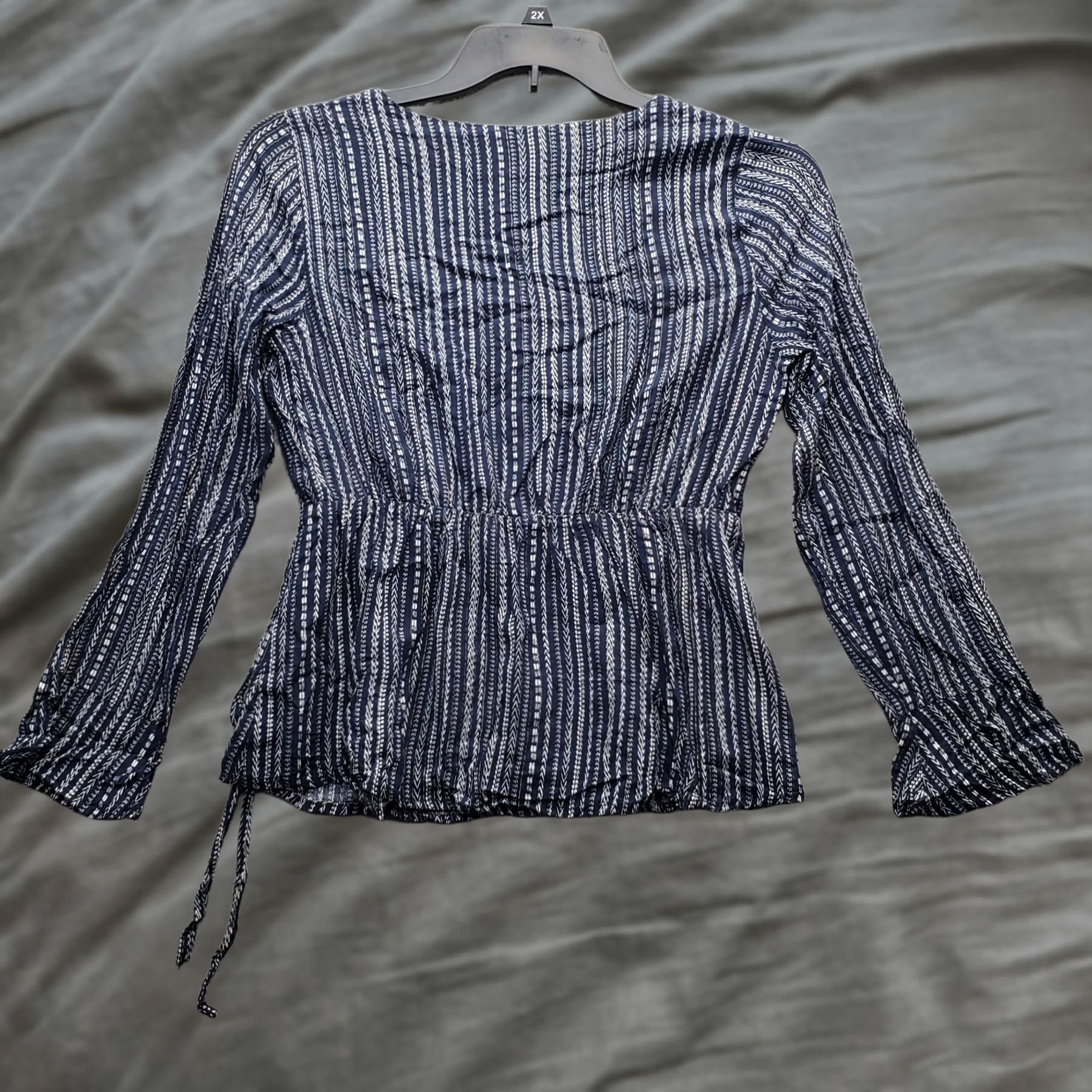 Vintage Skies Are Blue Blouse Women S Multi Stripe Long Sleeve Wrap V Neck Tie Waist Shirt XS? Size S / US 4 / IT 40 - 1 Thumbnail