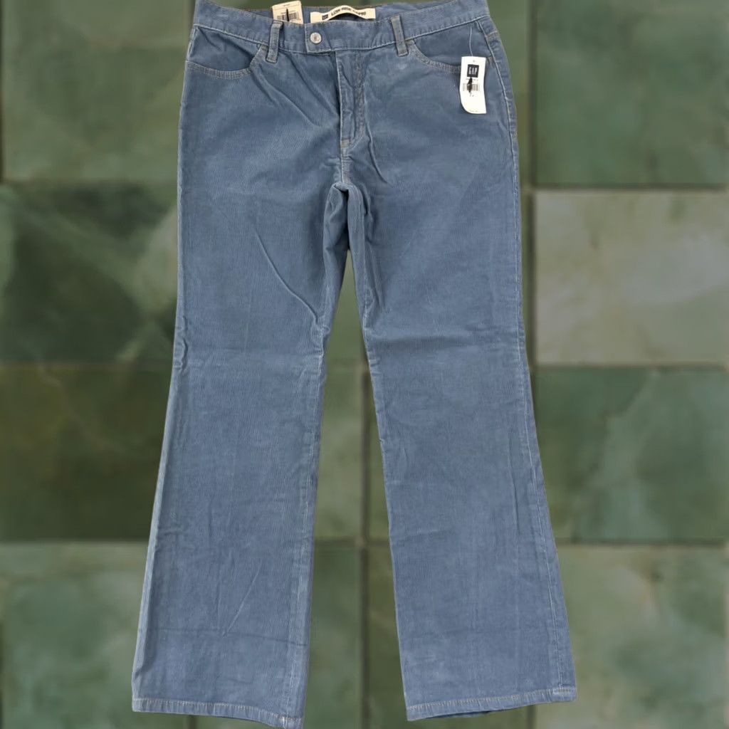 Gap VINTAGE Gap Pants Womens 12 Blue Corduroy Low Rise Capri Straight Slim Y2K NWT Size 34" / US 12 / IT 48 - 1 Thumbnail