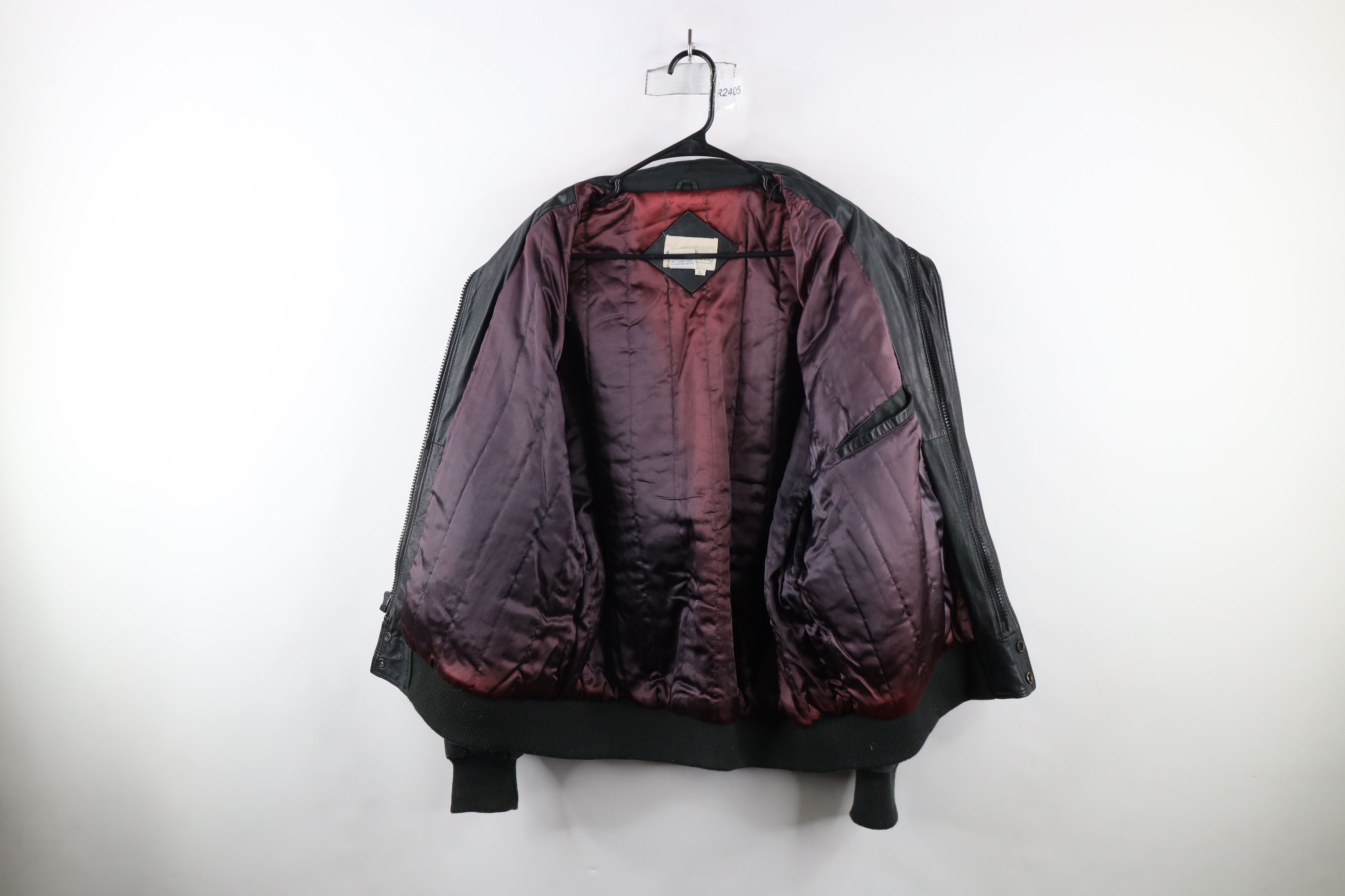 Vintage Vintage 90s Streetwear Quilted Leather Flight Bomber Jacket Size US L / EU 52-54 / 3 - 6 Thumbnail