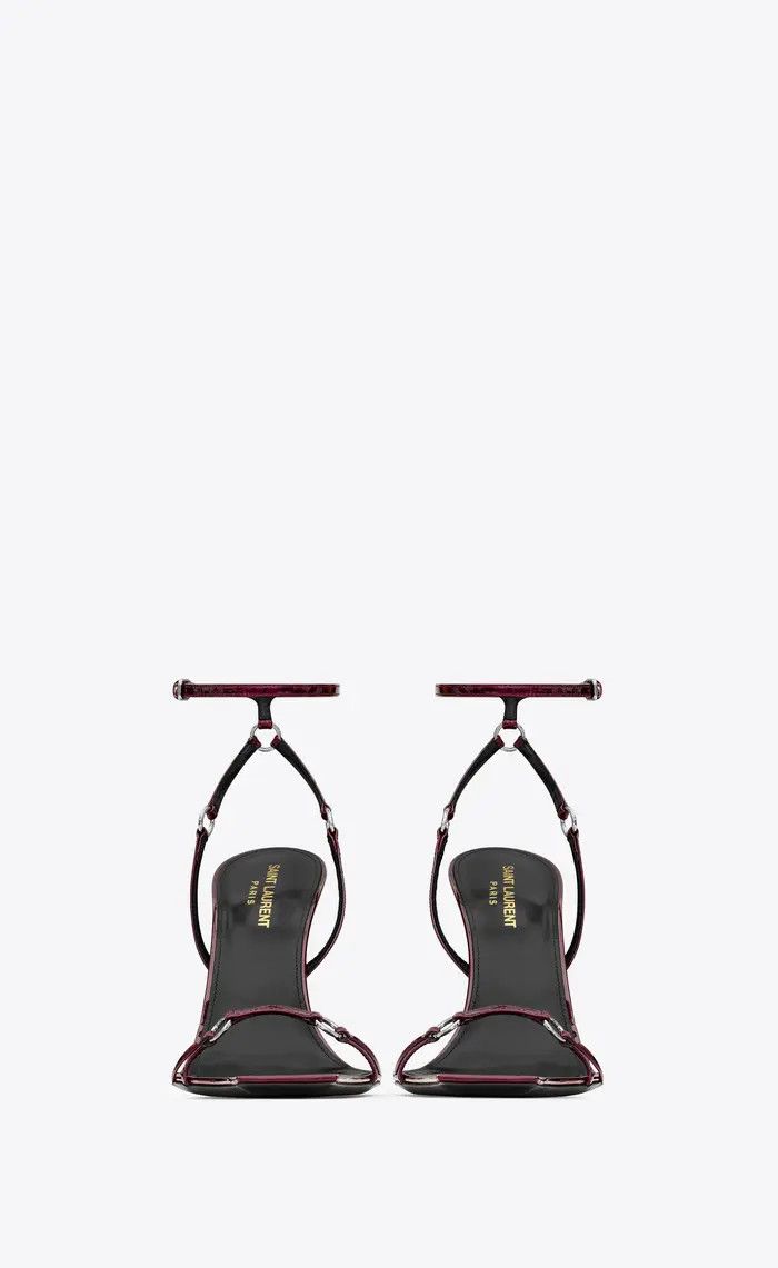 Saint Laurent Paris oc11z1125 755337 Nova Sandals Patent Leather in Burgundy Size US 12 / IT 42 - 2 Thumbnail