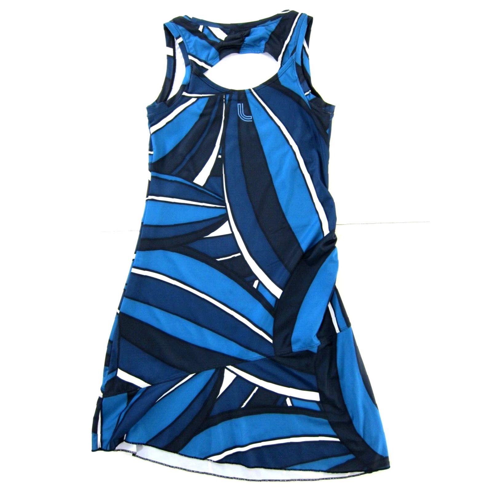 Vintage VINTAGE LOLE Blue White Abstract Stretch Sleeveless Open Back Midi Tank Dress Small Size S / US 4 / IT 40 - 2 Thumbnail