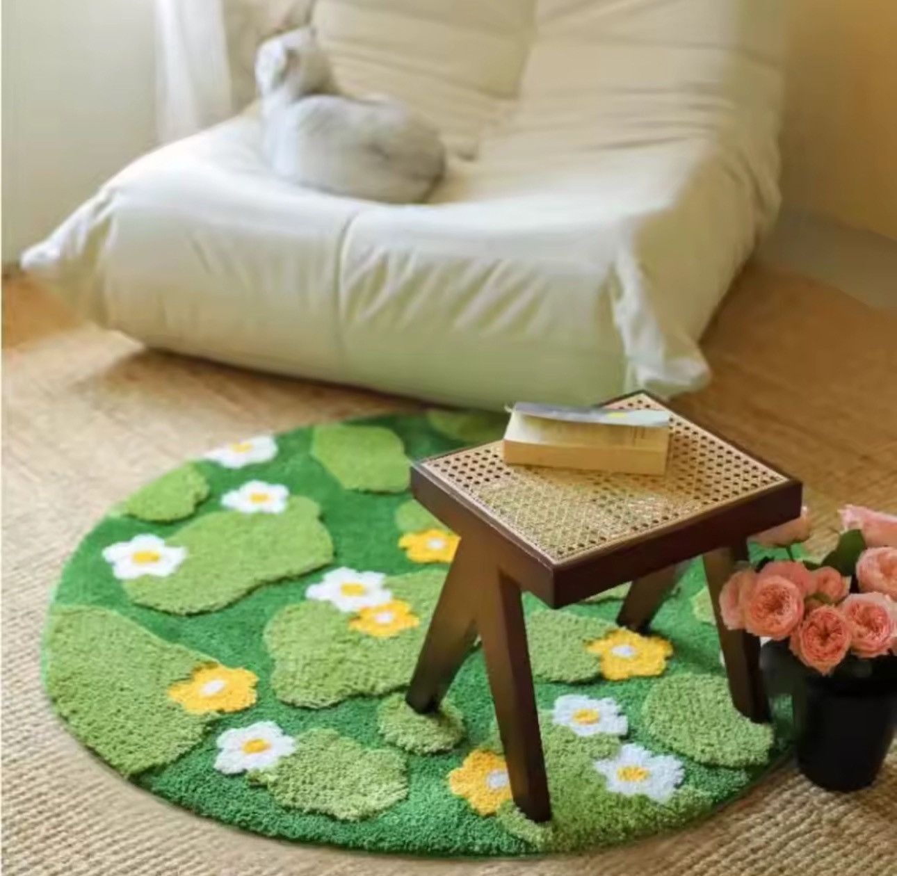 Handmade Floral Tufting Bedroom Home Decoration Custom Rug Carpet Size ONE SIZE - 3 Thumbnail