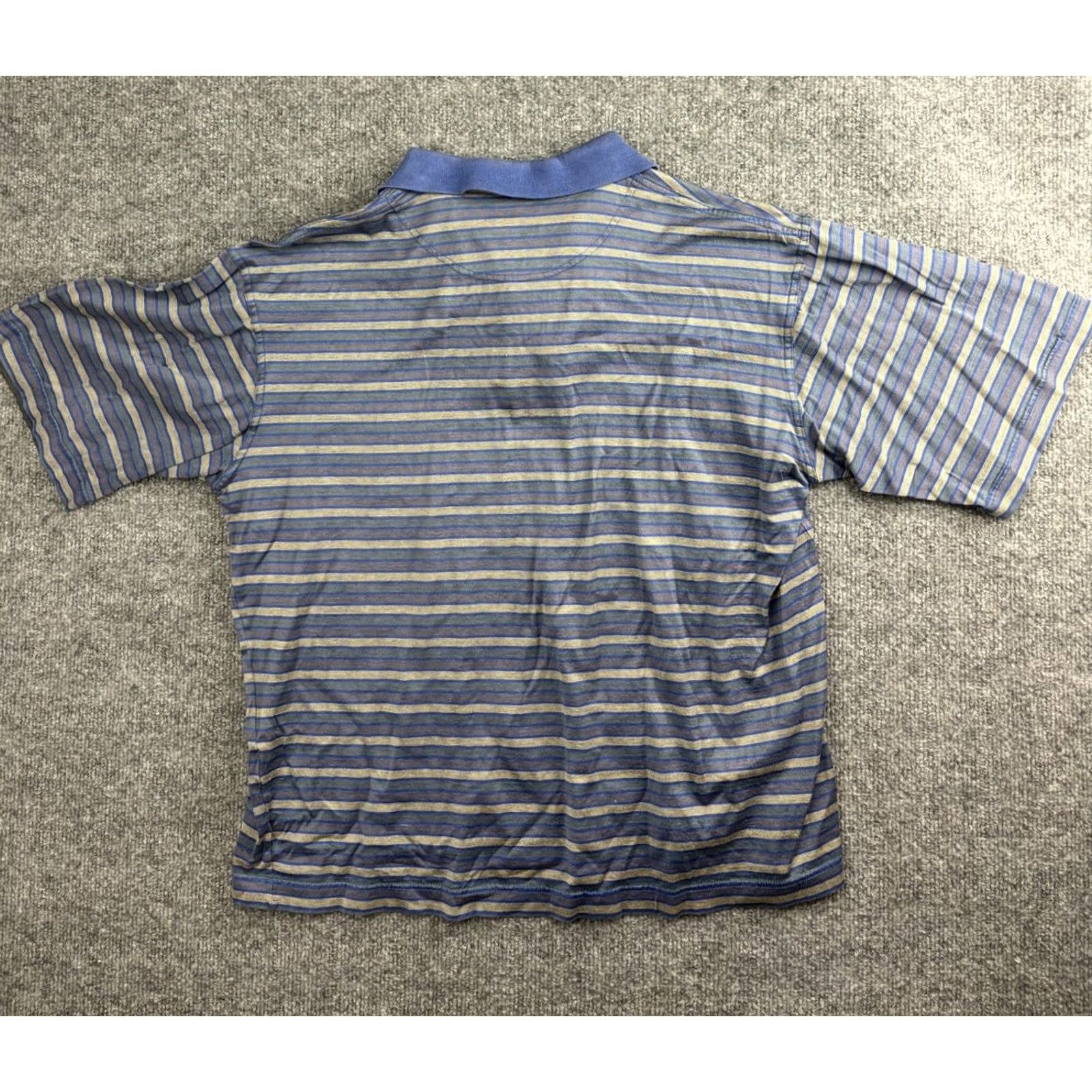 Vintage in fiamme Polo Shirt Mens M Blue Yellow Striped 1/4 Zip Made Italy Cotton Short Sleeve Size US M / EU 48-50 / 2 - 6 Thumbnail