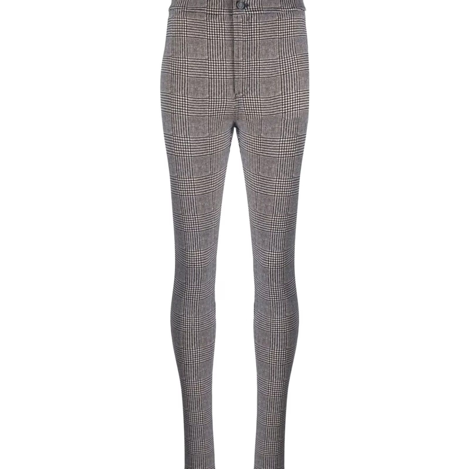 Yves Saint Laurent Saint Laurent check-patterned Skinny Jersey Leggings Trousers Pants, Women, Size S, Gray, Check, Leggings, Slim, Jersey, Saint Laurent Size S / US 4 / IT 40 - 5 Thumbnail