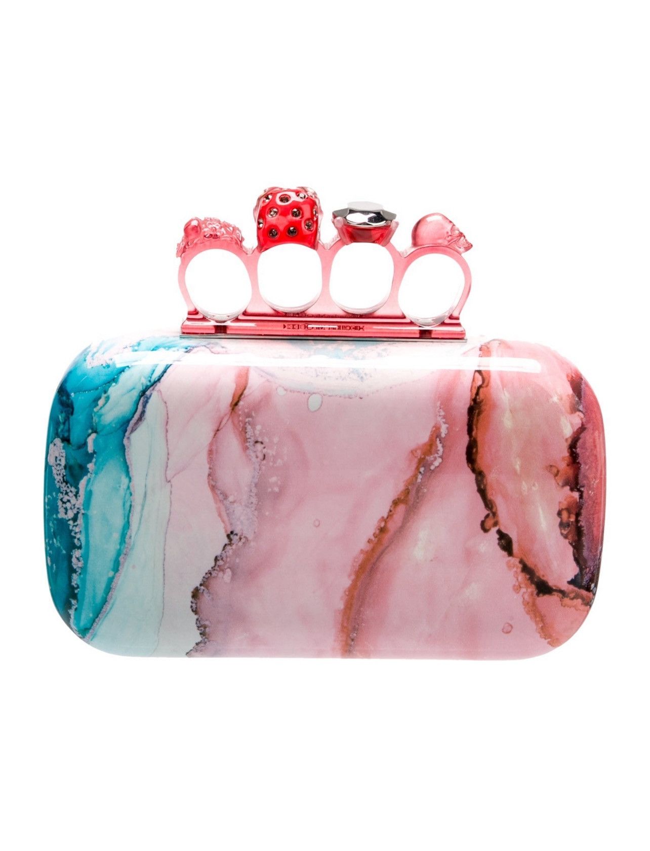 Alexander McQueen 🔥SUPER RARE🔥 Top Handle Skull Rainbow Marble Clutch Size ONE SIZE - 3 Thumbnail