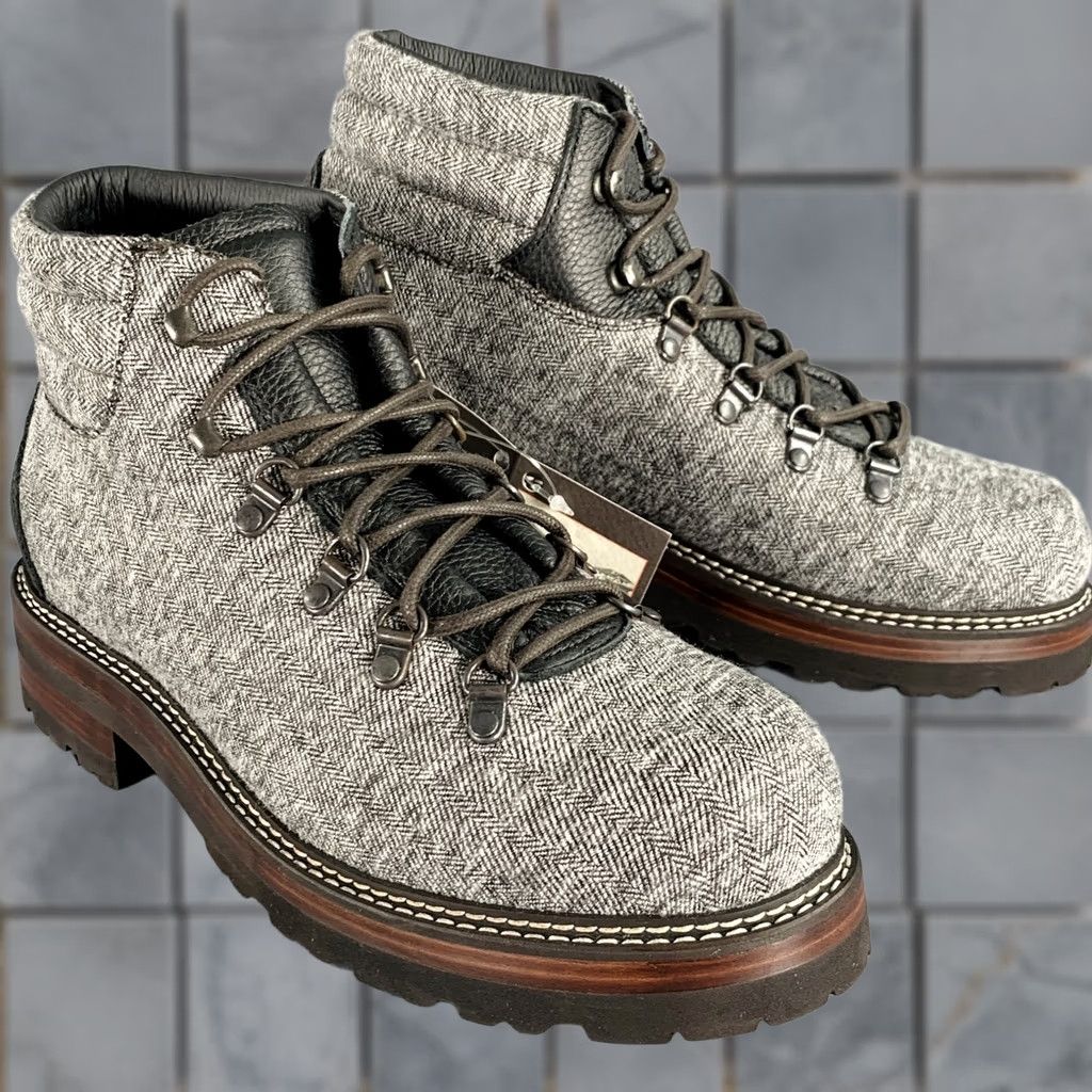 Vintage MONTELLIANA Tom Hiker Grey Black Tweed Wool Hiking Boots Size 10 Mens Size US 10 / EU 43 - 1 Thumbnail