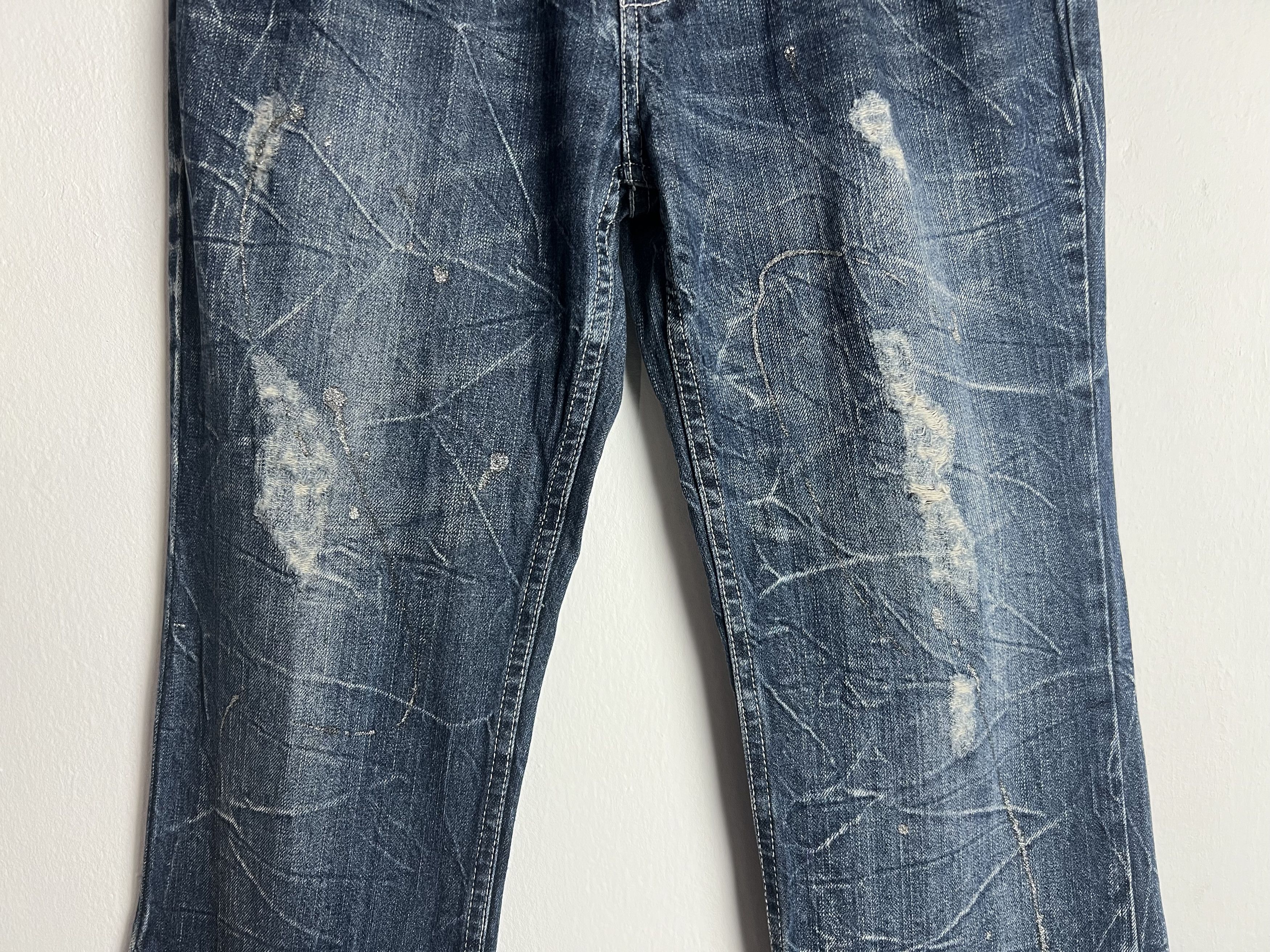 Japanese Brand Nylaus Distressed Denim Paint Splatter Wing Prints Size US 33 - 4 Thumbnail