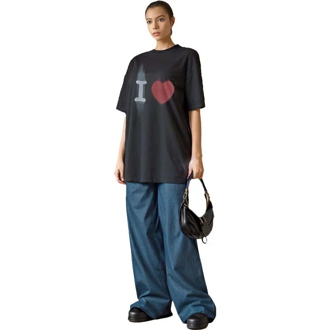 Balenciaga o1w1db10325 I Love T-Shirt Large Fit in Black Size M / US 6-8 / IT 42-44 - 3 Thumbnail